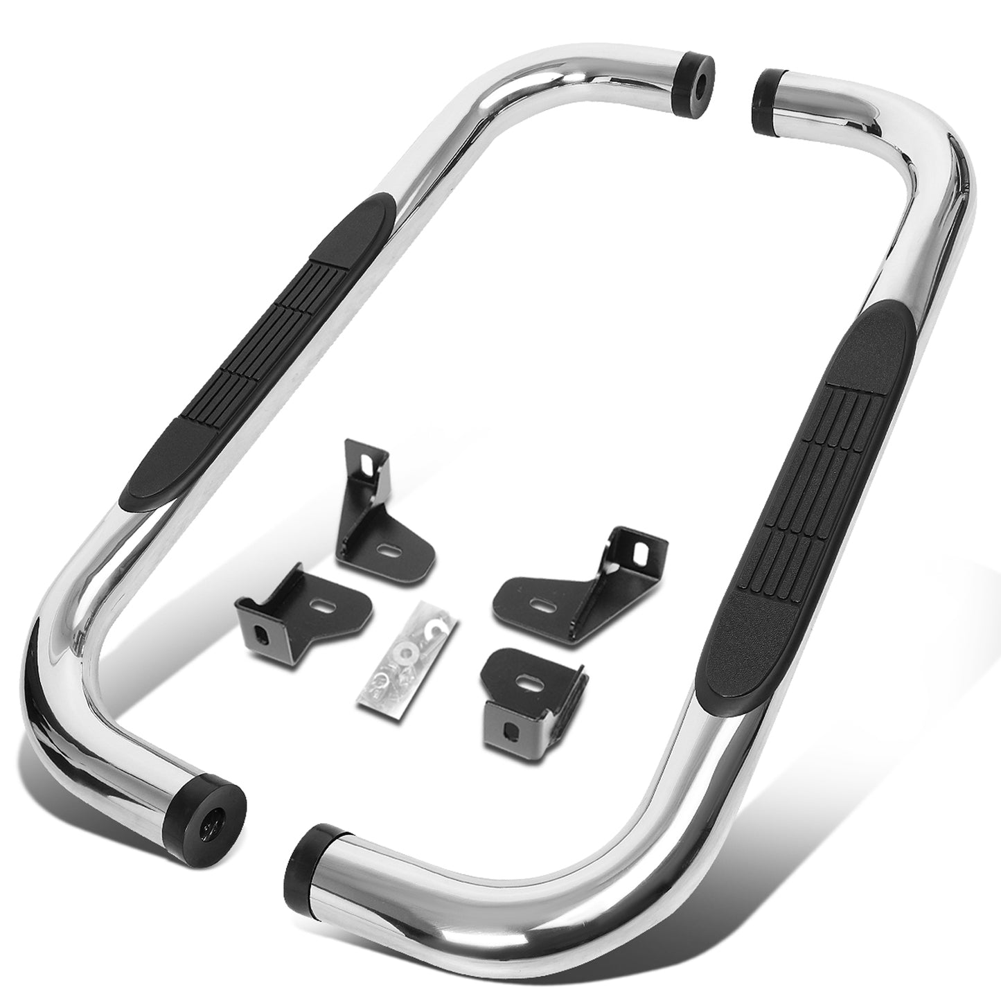 ESTRIBOS 3" - ROUND - 90 DEG - 19-20 CHEVY SILVERADO - REGULAR CAB - SILVER