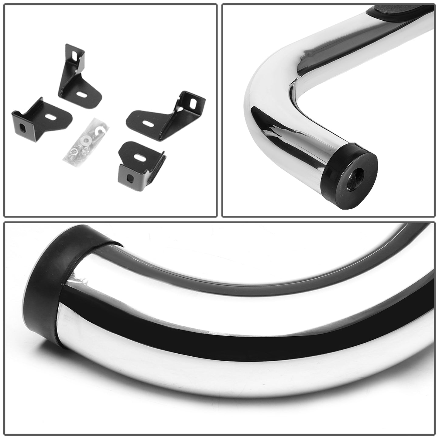 ESTRIBOS 3" - ROUND - 90 DEG - 19-20 CHEVY SILVERADO - REGULAR CAB - SILVER