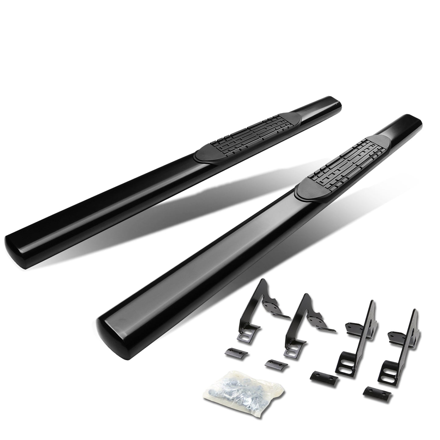 ESTRIBOS 4" - OVAL - STRAIGHT - 04-12 CHEVY COLORADO, GMC CANYON - REGULAR CAB - BLACK
