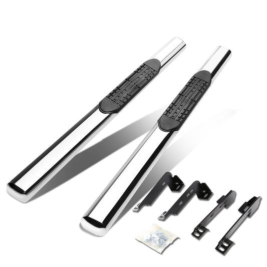 ESTRIBOS 4" - OVAL - STRAIGHT - 99-13 CHEVY SILVERADO 1500, GMC SIERRA 1500 / 99-14 CHEVY SILVERADO 2500, SILVERADO 3500, GMC SIERRA 2500, SIERRA 3500 - REGULAR CAB - SILVER