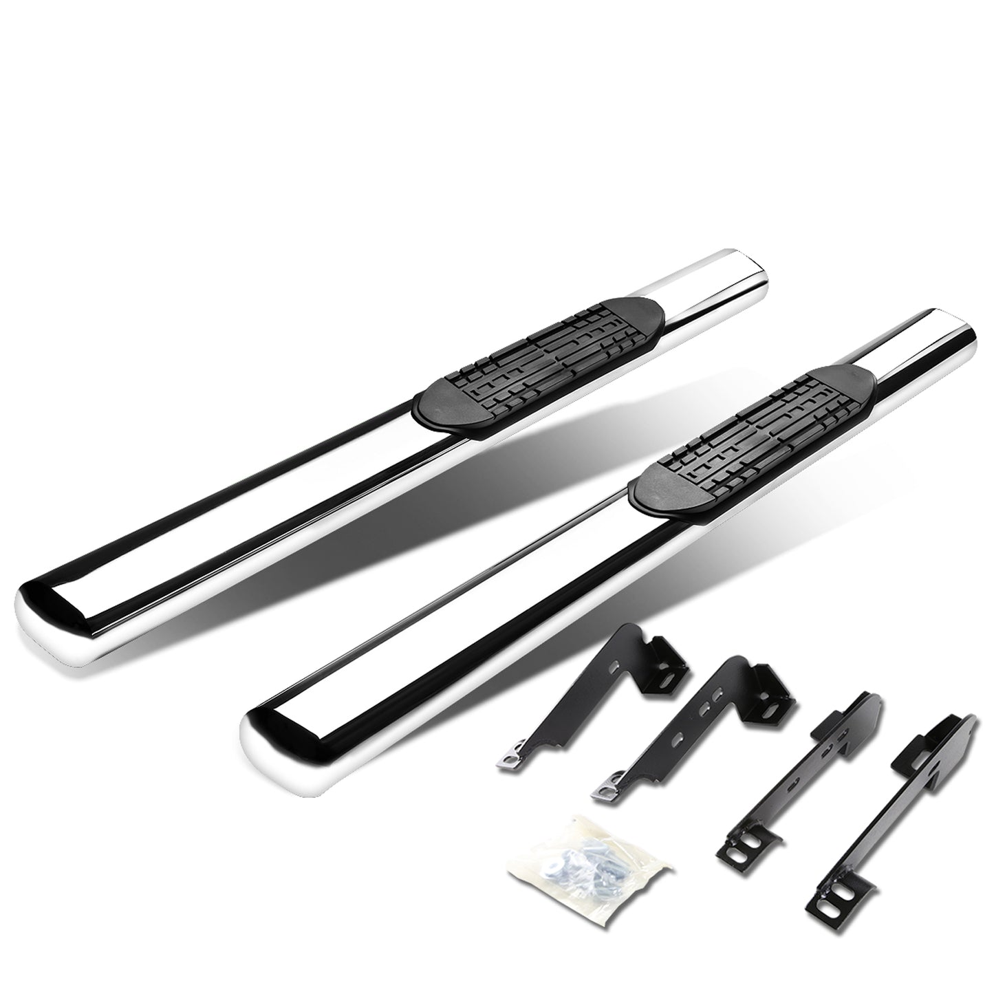 ESTRIBOS 4" - OVAL - STRAIGHT - 99-13 CHEVY SILVERADO 1500, GMC SIERRA 1500 / 99-14 CHEVY SILVERADO 2500, SILVERADO 3500, GMC SIERRA 2500, SIERRA 3500 - REGULAR CAB - SILVER