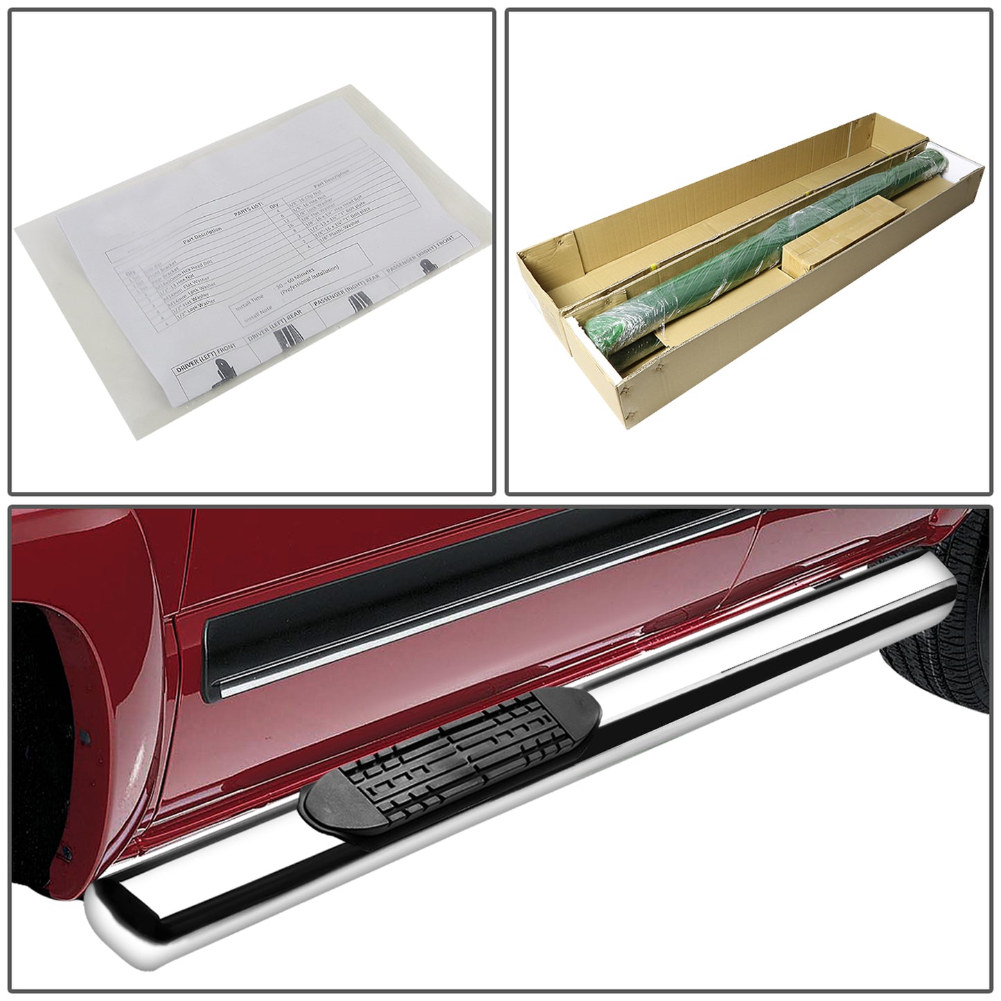 ESTRIBOS 4" - OVAL - STRAIGHT - 02-08 DODGE RAM 1500 / 03-09 DODGE RAM 2500, 3500 - REGULAR CAB - SILVER