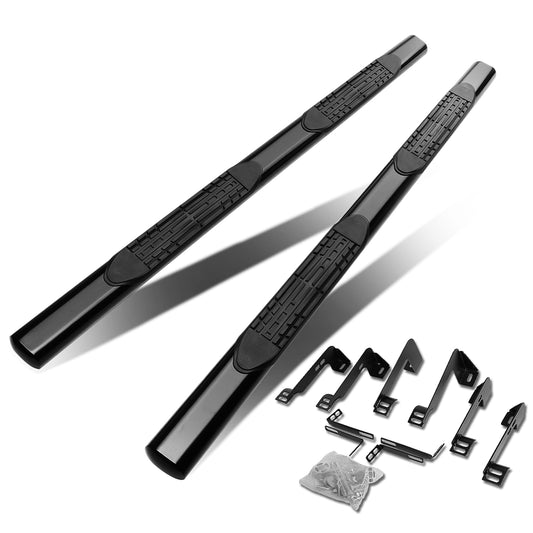 ESTRIBOS 4" - OVAL - STRAIGHT - 99-13 CHEVY SILVERADO 1500, GMC SIERRA 1500 / 99-14 CHEVY SILVERADO 2500, SILVERADO 3500, GMC SIERRA 2500, SIERRA 3500 - CREW CAB - BLACK