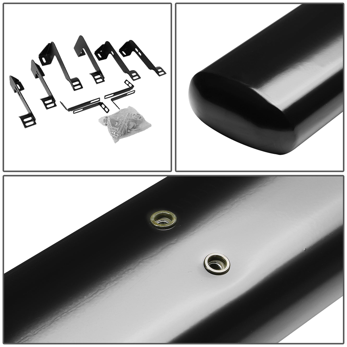 ESTRIBOS 4" - OVAL - STRAIGHT - 99-13 CHEVY SILVERADO 1500, GMC SIERRA 1500 / 99-14 CHEVY SILVERADO 2500, SILVERADO 3500, GMC SIERRA 2500, SIERRA 3500 - CREW CAB - BLACK
