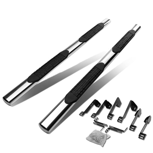 ESTRIBOS 4" - OVAL - STRAIGHT - 99-13 CHEVY SILVERADO 1500, GMC SIERRA 1500 / 99-14 CHEVY SILVERADO 2500, SILVERADO 3500, GMC SIERRA 2500, SIERRA 3500 - CREW CAB - SILVER