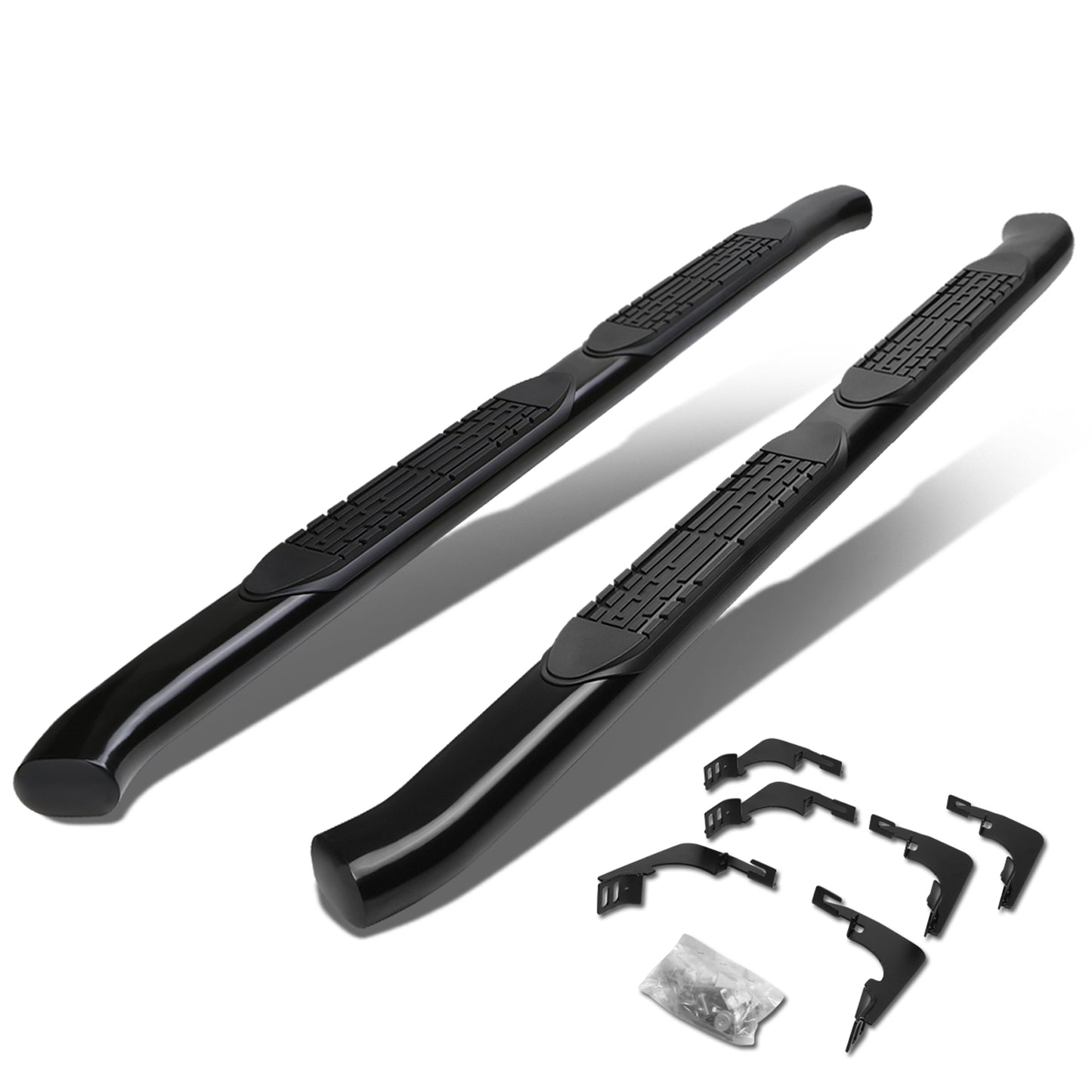 ESTRIBOS 4" - OVAL - 45 DEG - 15-24 CHEVY COLORADO, GMC CANYON - EXTENDED CAB - BLACK