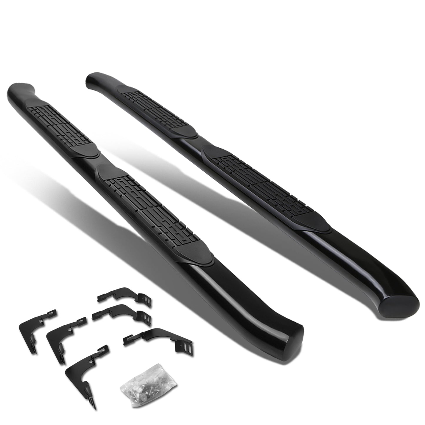 ESTRIBOS 4" - OVAL - 45 DEG - 15-24 CHEVY COLORADO, GMC CANYON - EXTENDED CAB - BLACK