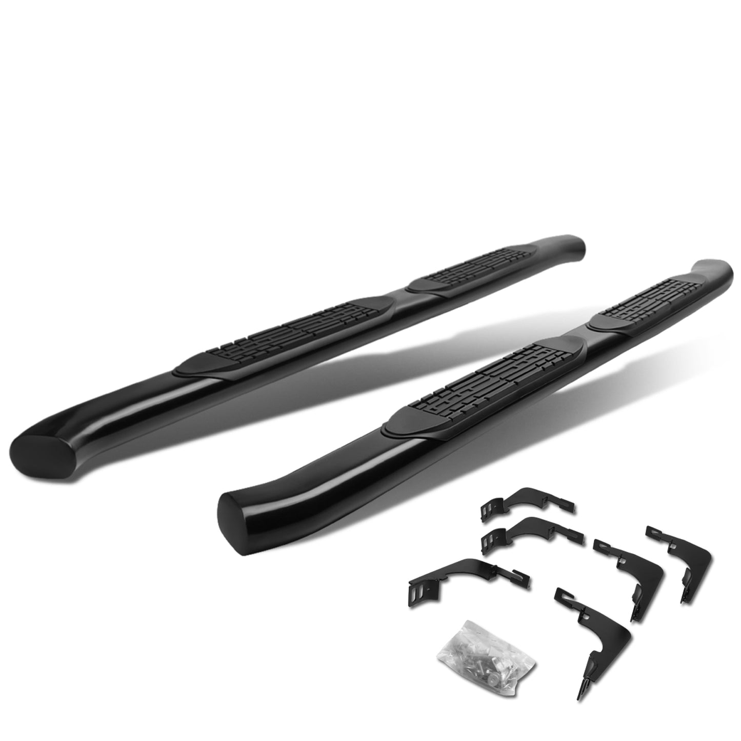 ESTRIBOS 4" - OVAL - 45 DEG - 15-24 CHEVY COLORADO, GMC CANYON - EXTENDED CAB - BLACK