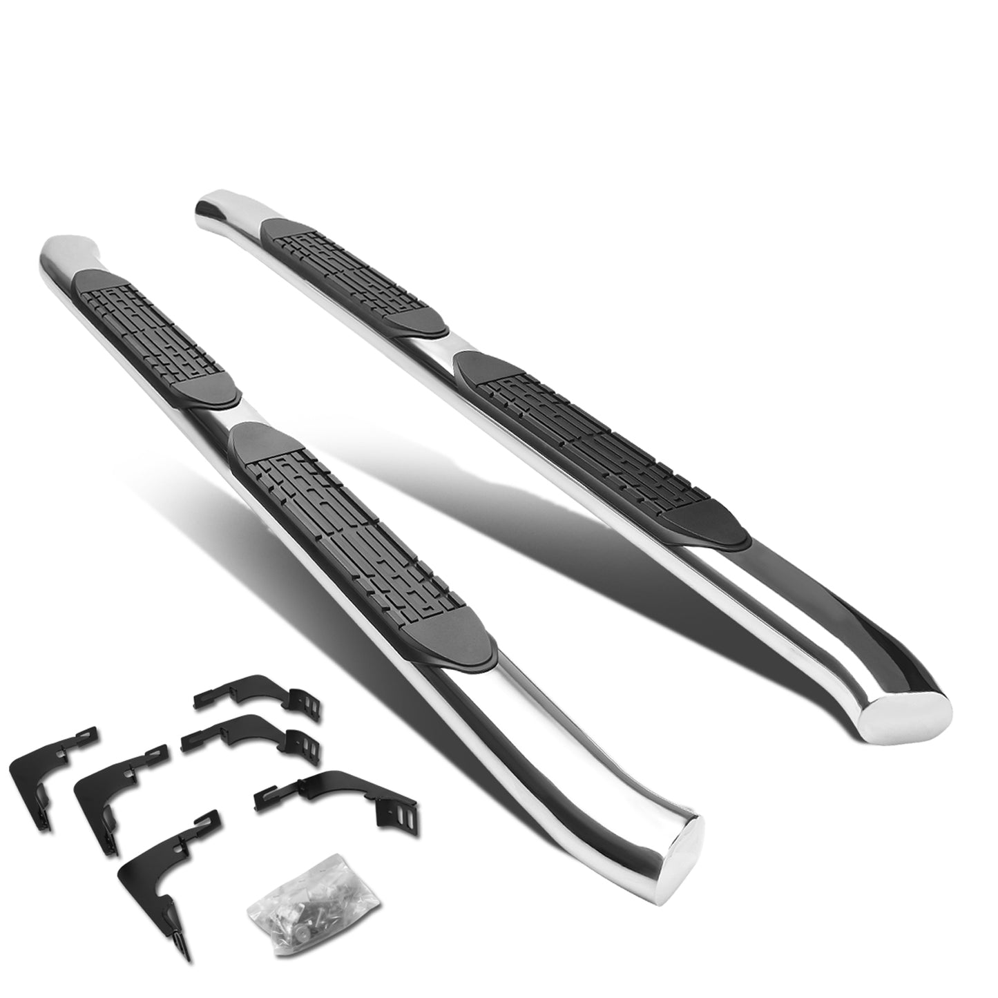 ESTRIBOS 4" - OVAL - 45 DEG - 15-24 CHEVY COLORADO, GMC CANYON - EXTENDED CAB - SILVER