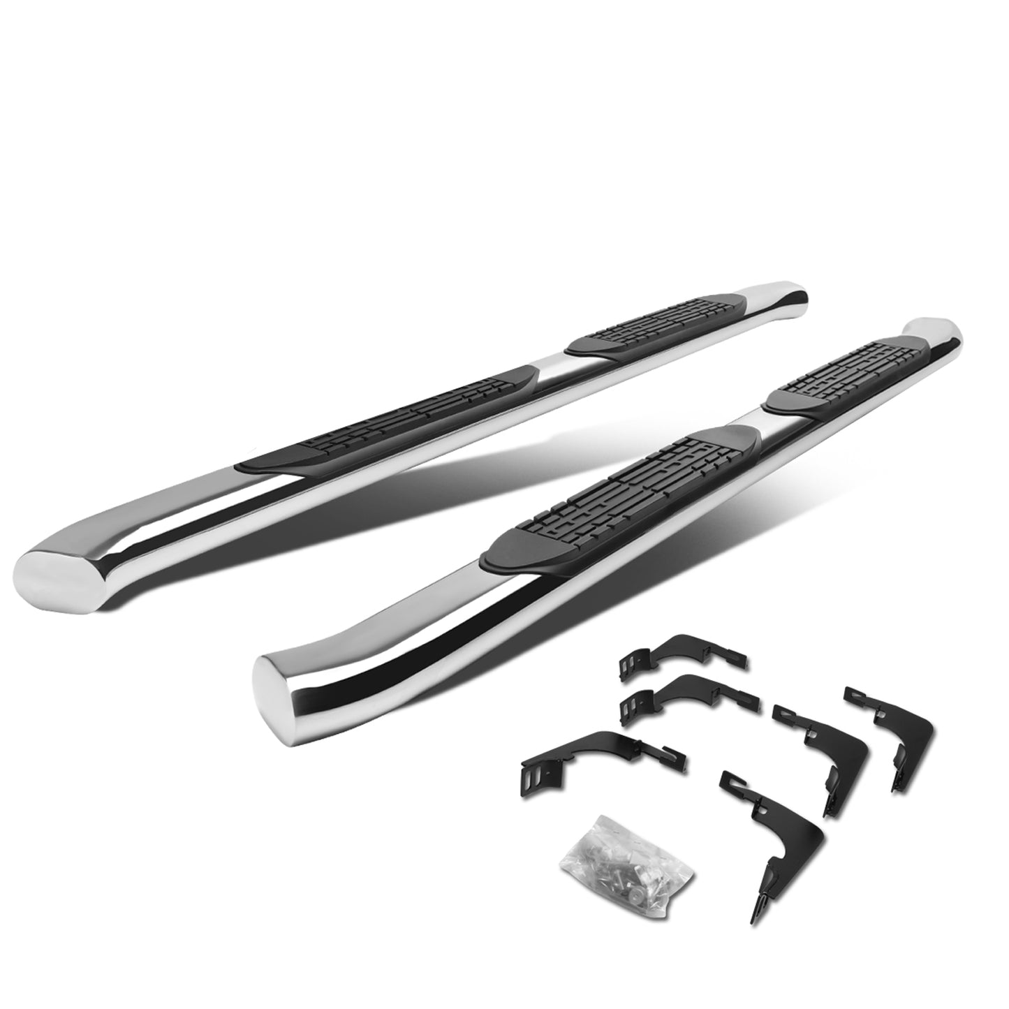 ESTRIBOS 4" - OVAL - 45 DEG - 15-24 CHEVY COLORADO, GMC CANYON - EXTENDED CAB - SILVER