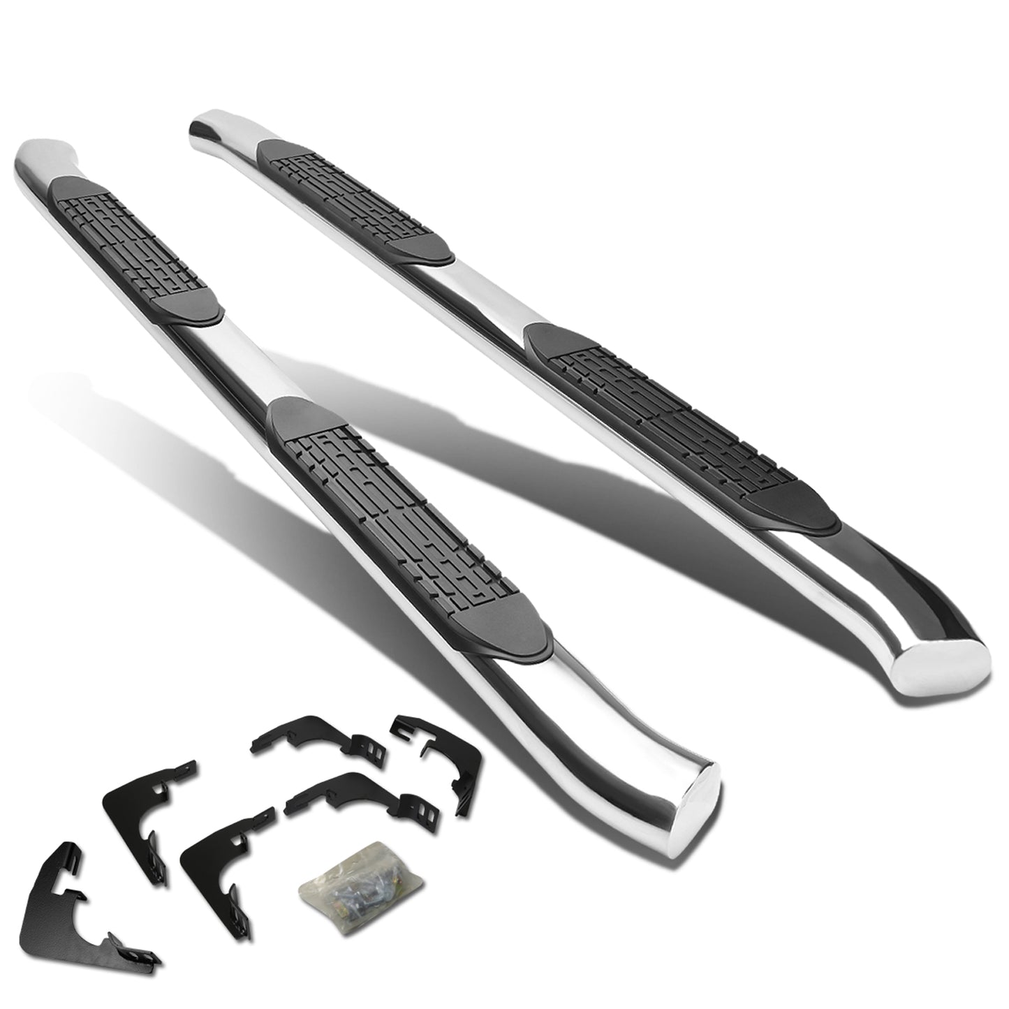 ESTRIBOS 4" - OVAL - 45 DEG - 15-24 CHEVY COLORADO, GMC CANYON - CREW CAB - SILVER