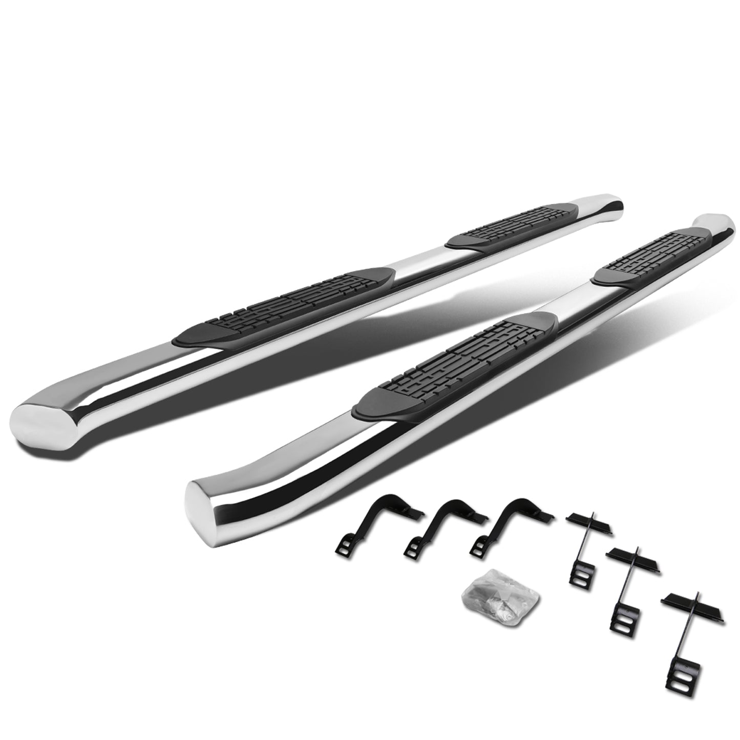 ESTRIBOS 4" - OVAL - 45 DEG - 15-16 FORD F-150 - SUPER CREW - SILVER