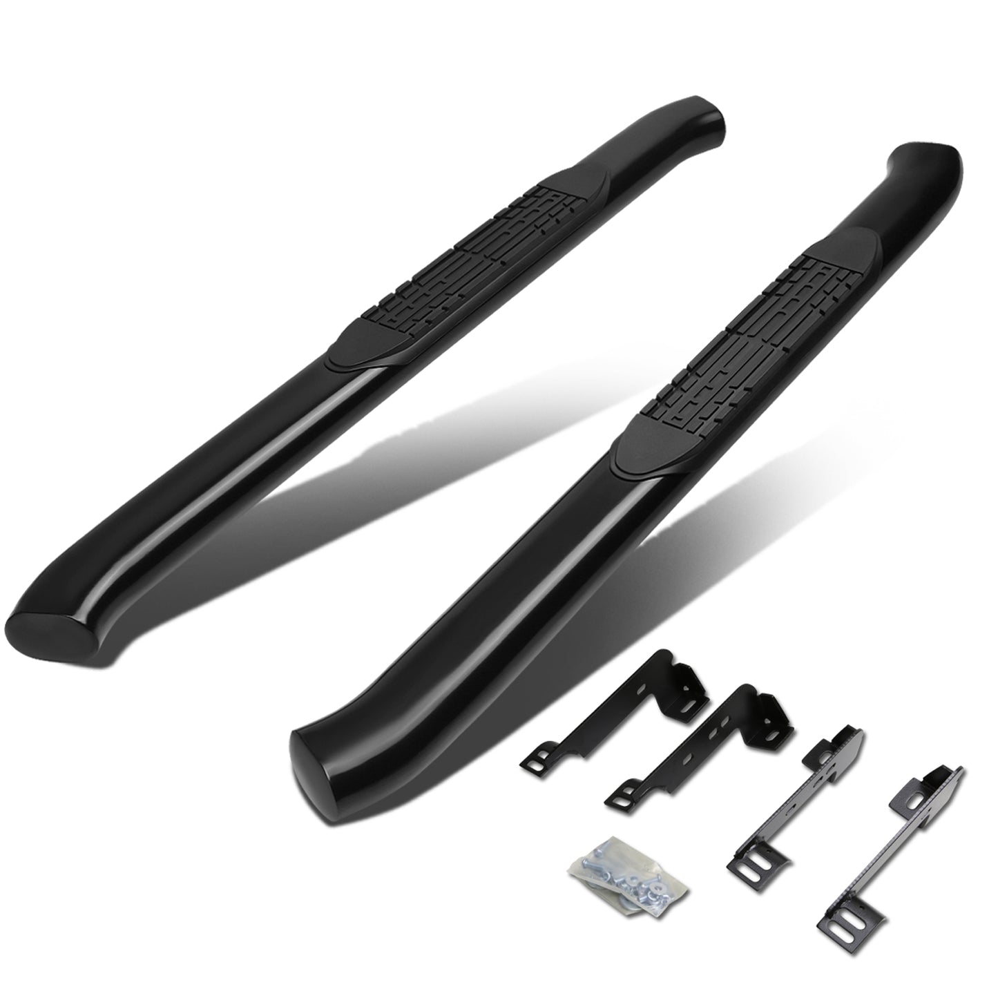 ESTRIBOS 4" - OVAL - 45 DEG - 99-16 CHEVY SILVERADO 1500, 2500, 3500 - REGULAR CAB - BLACK