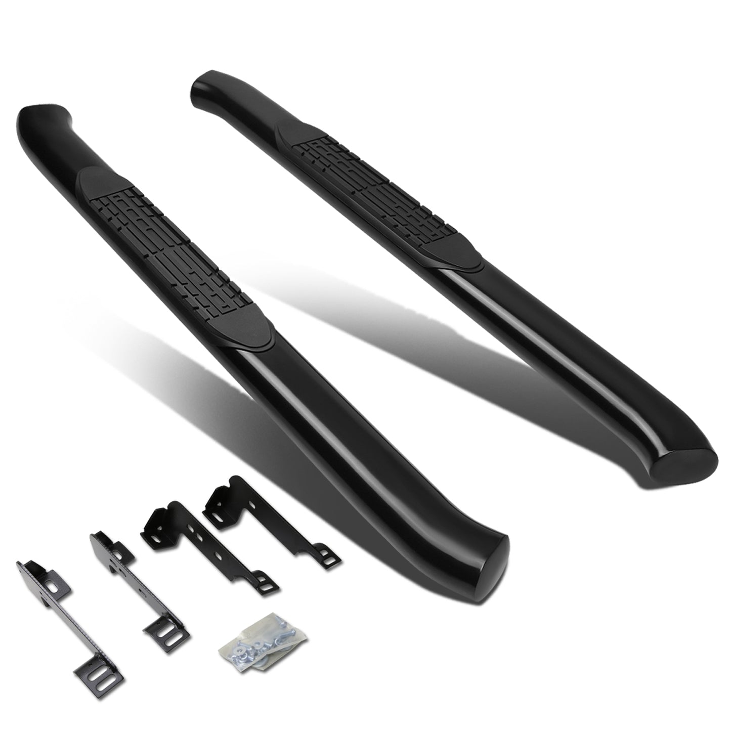 ESTRIBOS 4" - OVAL - 45 DEG - 99-16 CHEVY SILVERADO 1500, 2500, 3500 - REGULAR CAB - BLACK