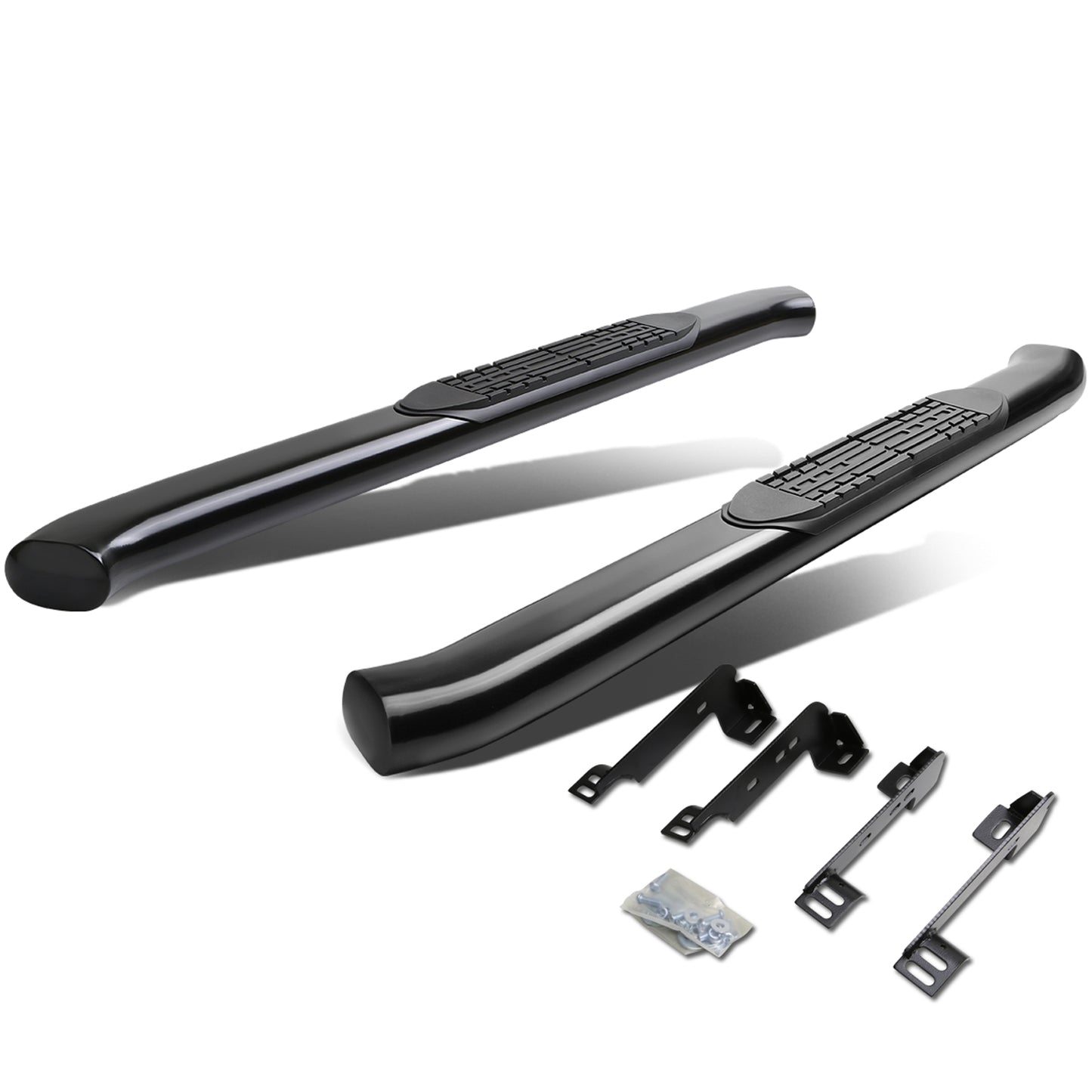 ESTRIBOS 4" - OVAL - 45 DEG - 99-16 CHEVY SILVERADO 1500, 2500, 3500 - REGULAR CAB - BLACK
