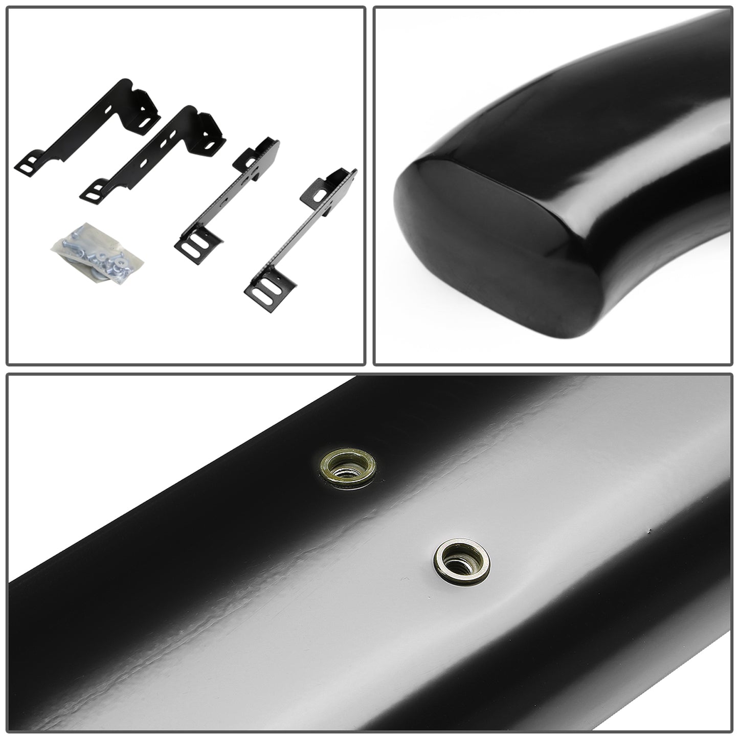 ESTRIBOS 4" - OVAL - 45 DEG - 99-16 CHEVY SILVERADO 1500, 2500, 3500 - REGULAR CAB - BLACK