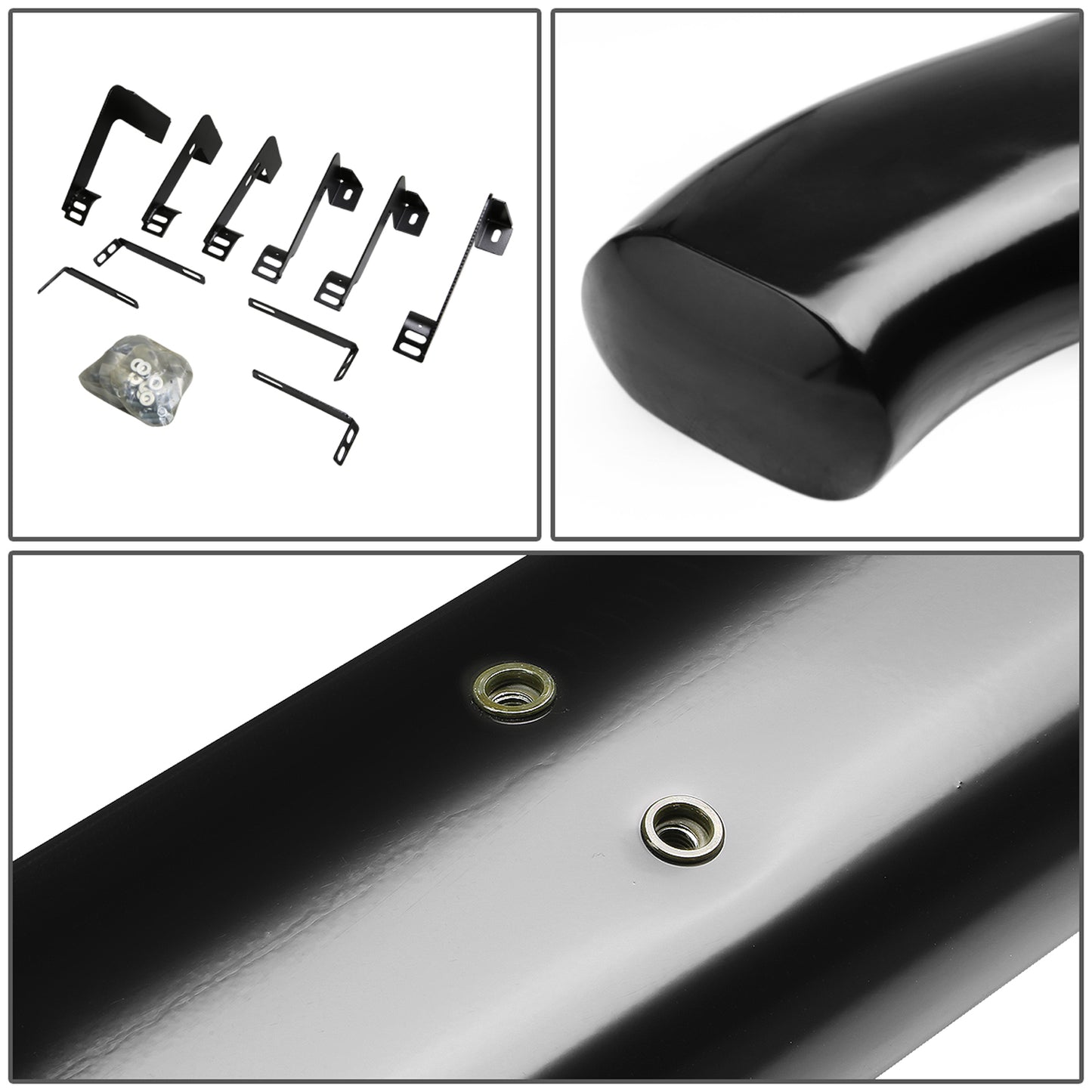 ESTRIBOS 4" - OVAL - 45 DEG - 99-16 CHEVY SILVERADO 1500, 2500, 3500 - EXTENDED CAB - BLACK