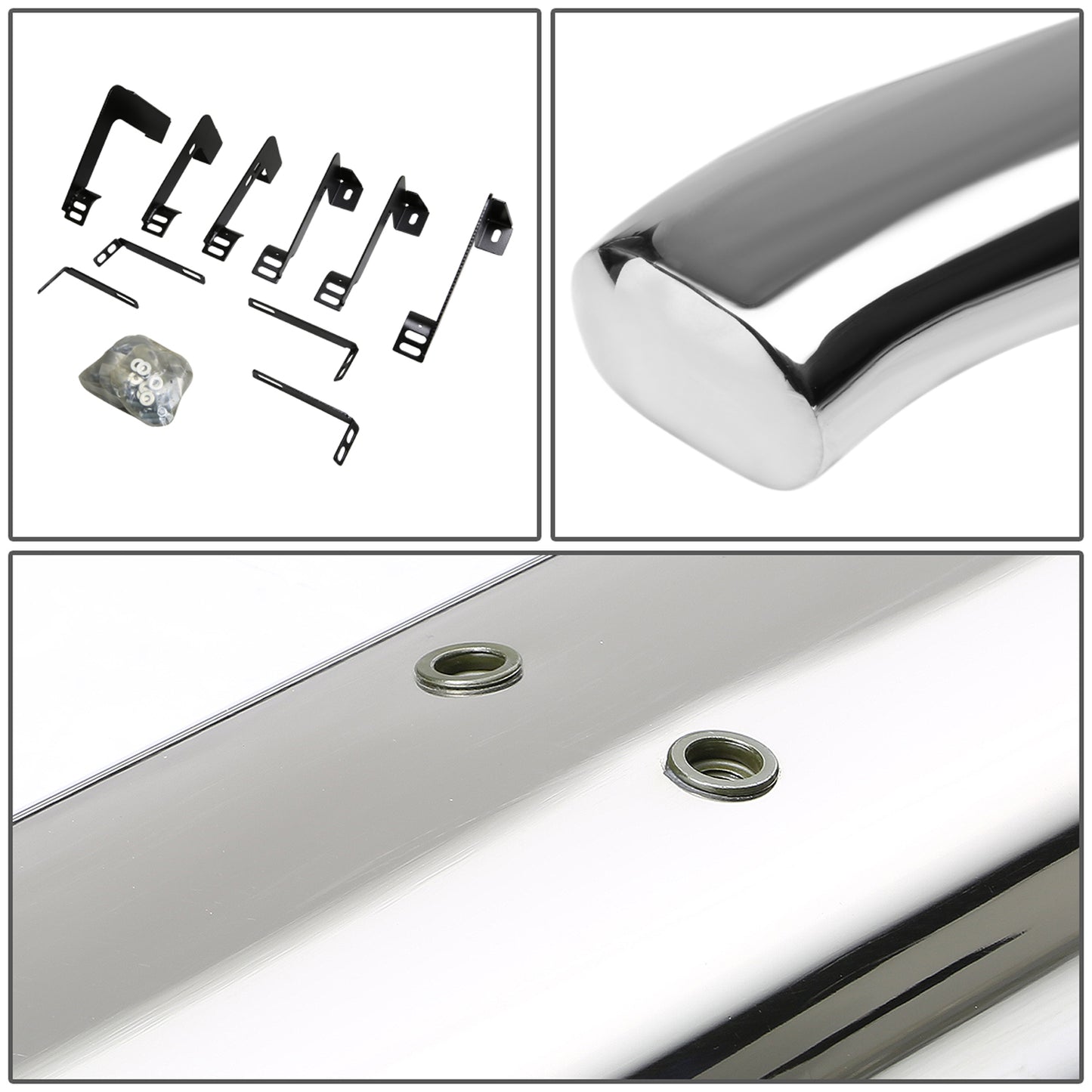 ESTRIBOS 4" - OVAL - 45 DEG - 99-16 CHEVY SILVERADO 1500, 2500, 3500 - EXTENDED CAB - SILVER