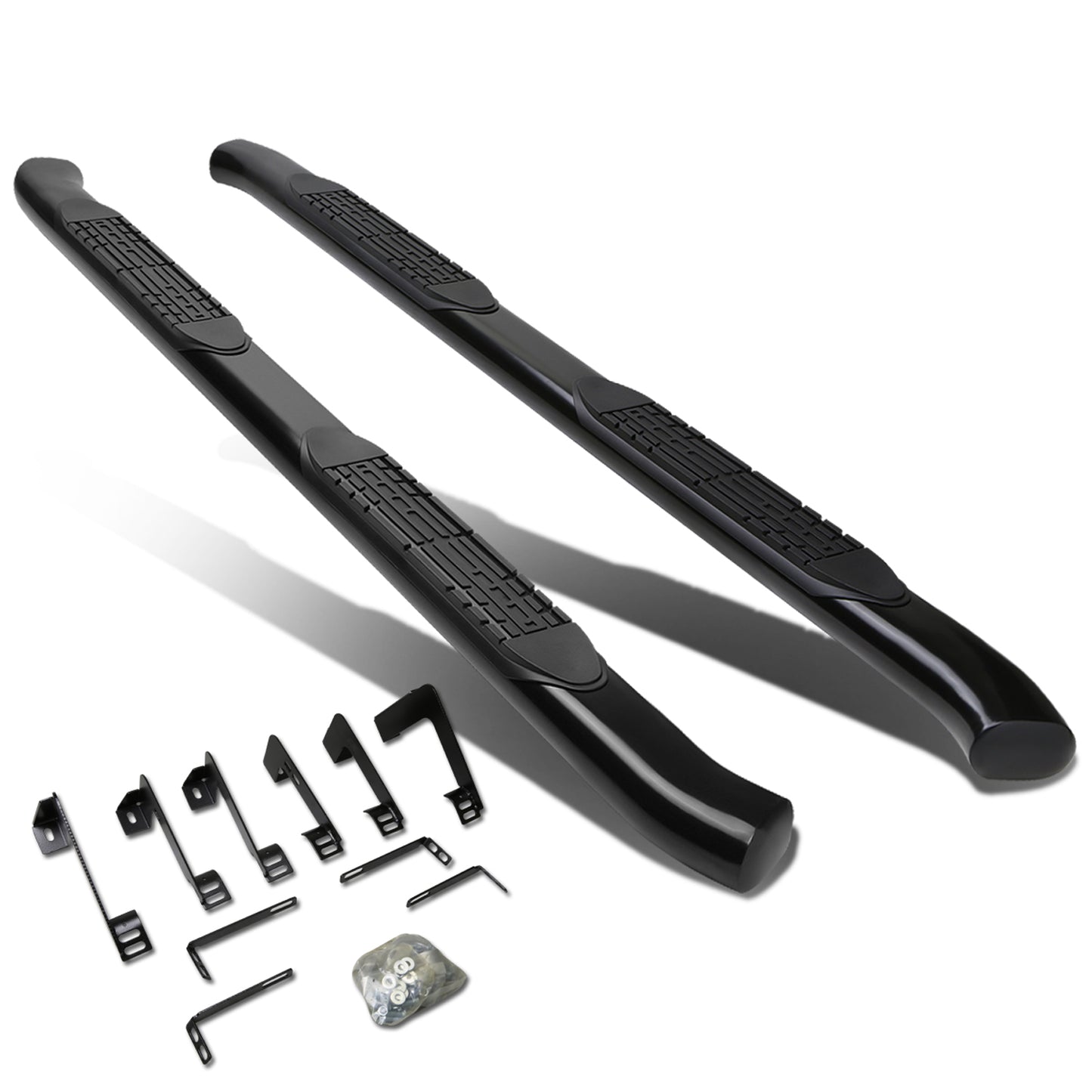 ESTRIBOS 4" - OVAL - 45 DEG - 99-16 CHEVY SILVERADO 1500, 2500, 3500 - CREW CAB - BLACK
