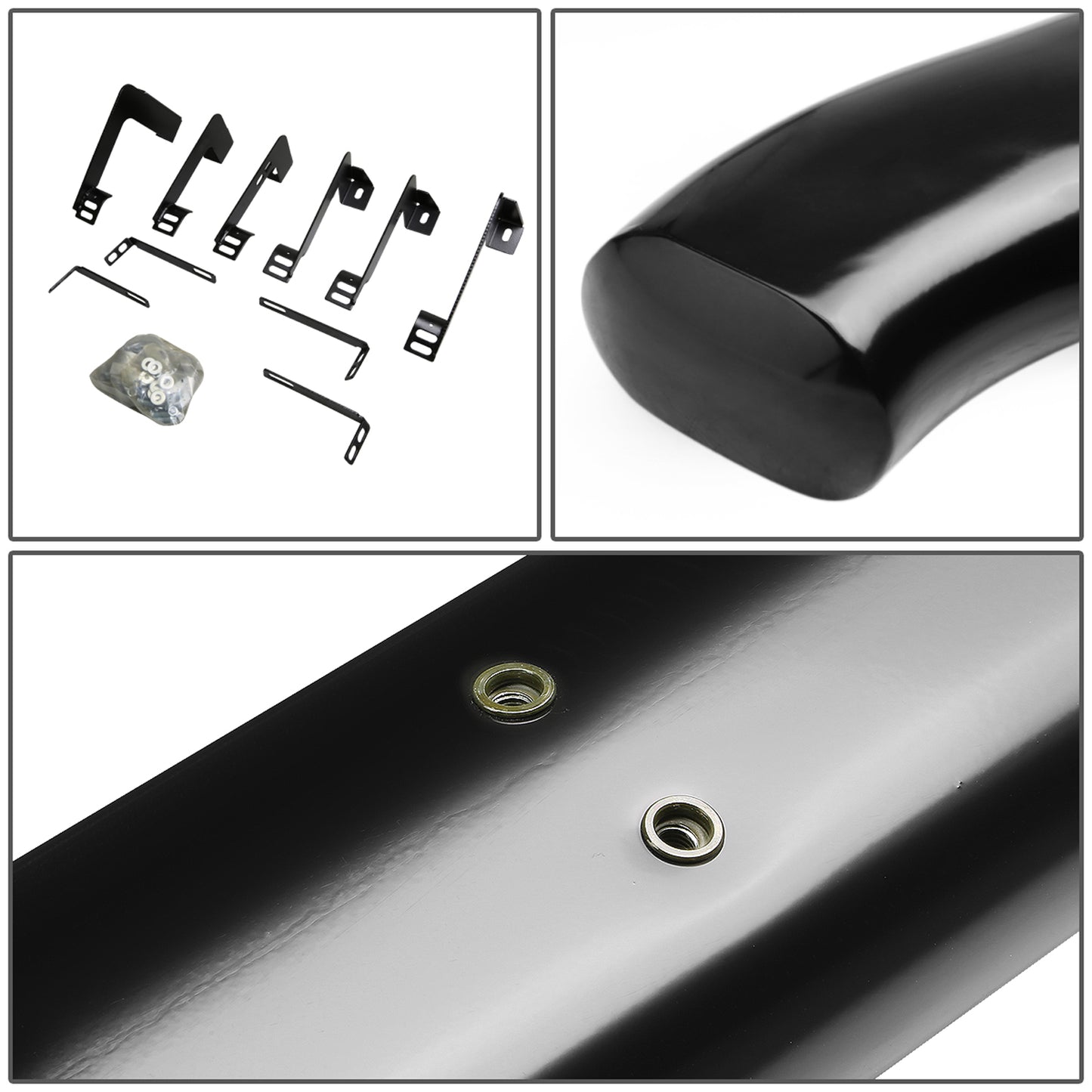 ESTRIBOS 4" - OVAL - 45 DEG - 99-16 CHEVY SILVERADO 1500, 2500, 3500 - CREW CAB - BLACK