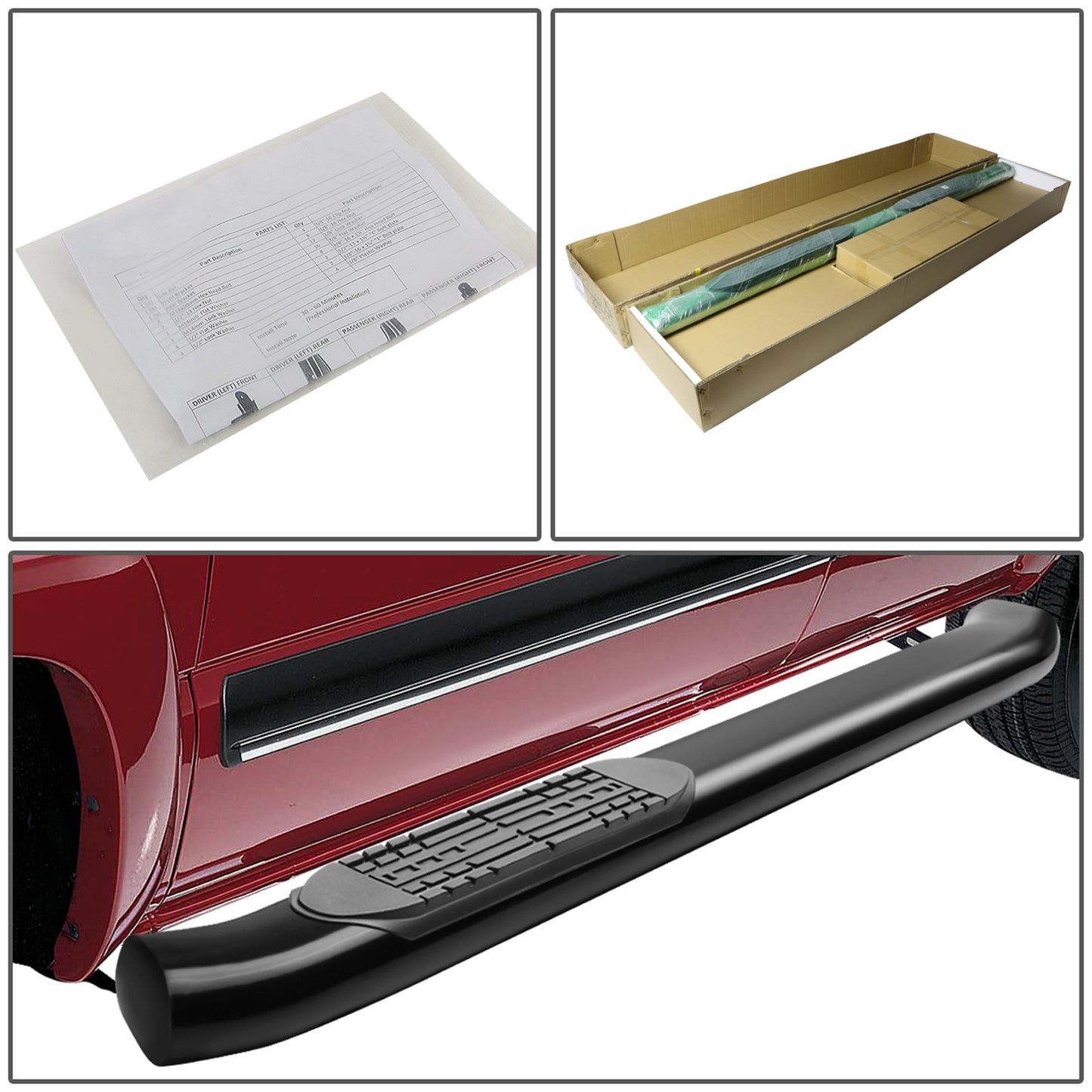 ESTRIBOS 4" - OVAL - 45 DEG - 11-16 RAM 1500, 2500, 3500 / 2010 DODGE RAM 2500, 3500 / 09-10 DODGE RAM 1500 - REGULAR CAB - BLACK