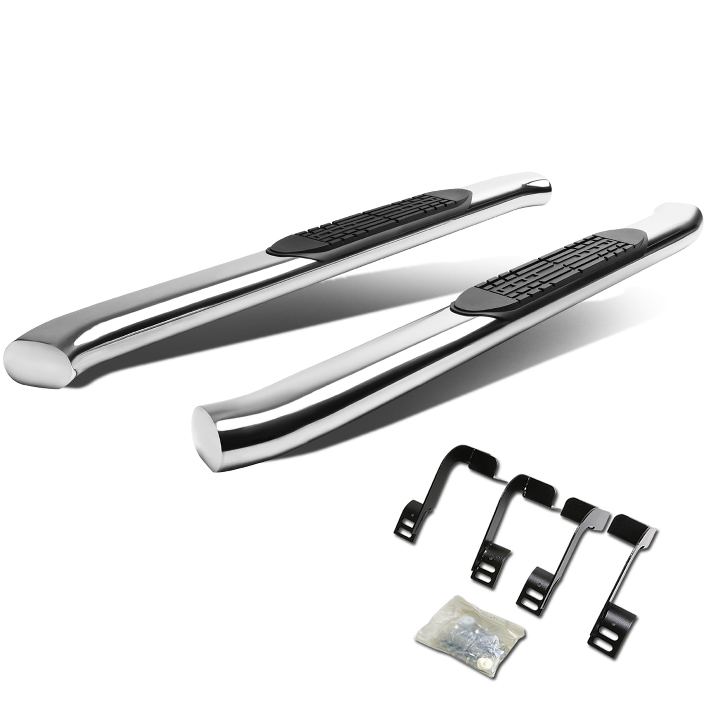 ESTRIBOS 4" - OVAL - 45 DEG - 11-16 RAM 1500, 2500, 3500 / 2010 DODGE RAM 2500, 3500 / 09-10 DODGE RAM 1500 - REGULAR CAB - SILVER