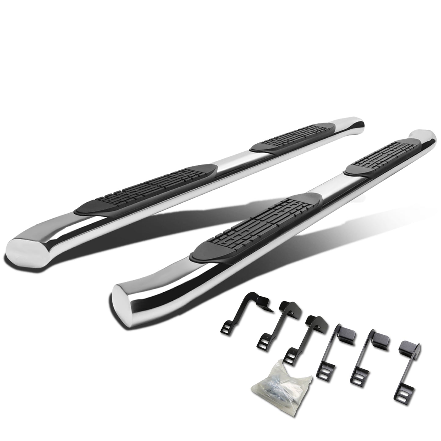 ESTRIBOS 4" - OVAL - 45 DEG - 11-16 RAM 1500, 2500, 3500 / 2010 DODGE RAM 2500, 3500 / 09-10 DODGE RAM 1500 - QUAD CAB - SILVER