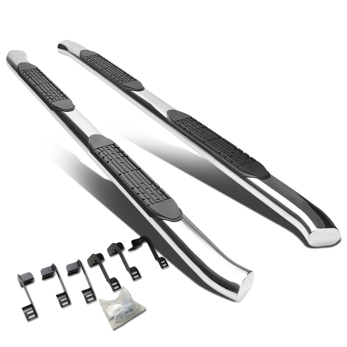 ESTRIBOS 4" - OVAL - 45 DEG - 11-16 RAM 1500, 2500, 3500 / 2010 DODGE RAM 2500, 3500 / 09-10 DODGE RAM 1500 - CREW CAB - SILVER