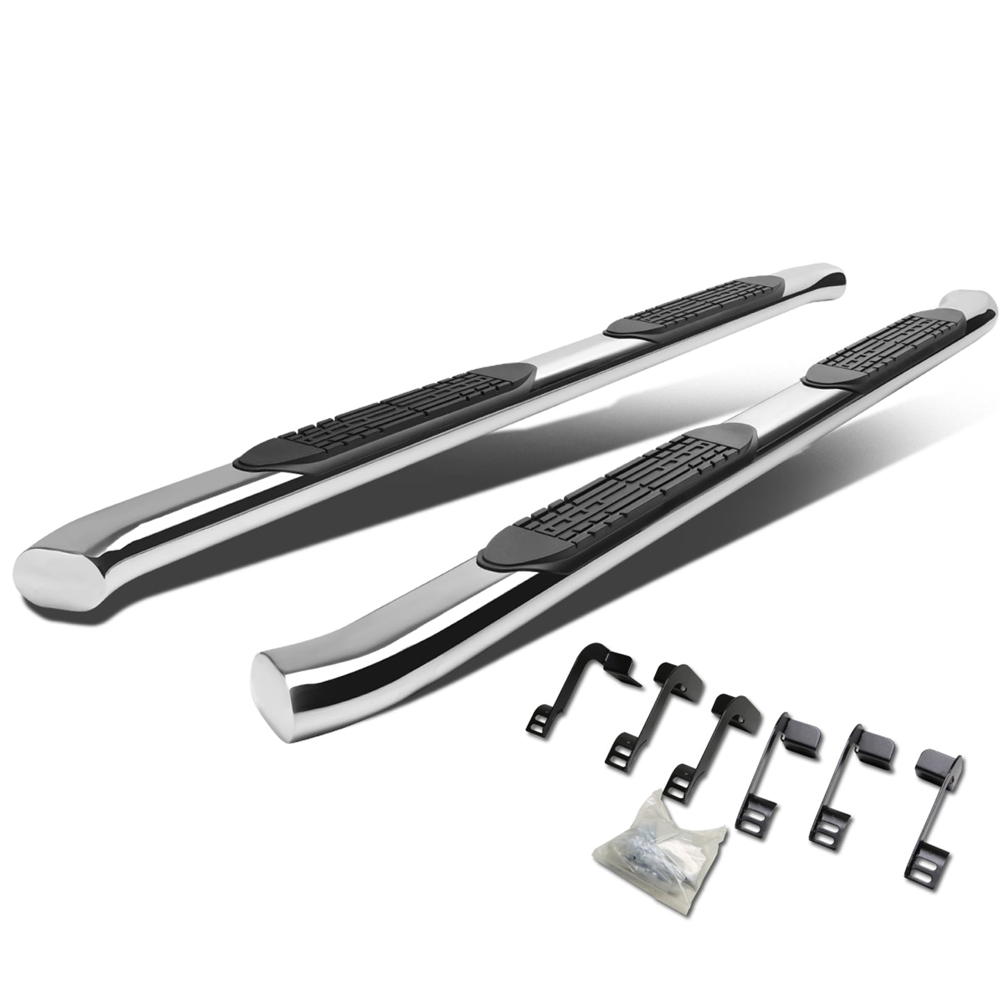 ESTRIBOS 4" - OVAL - 45 DEG - 11-16 RAM 1500, 2500, 3500 / 2010 DODGE RAM 2500, 3500 / 09-10 DODGE RAM 1500 - CREW CAB - SILVER