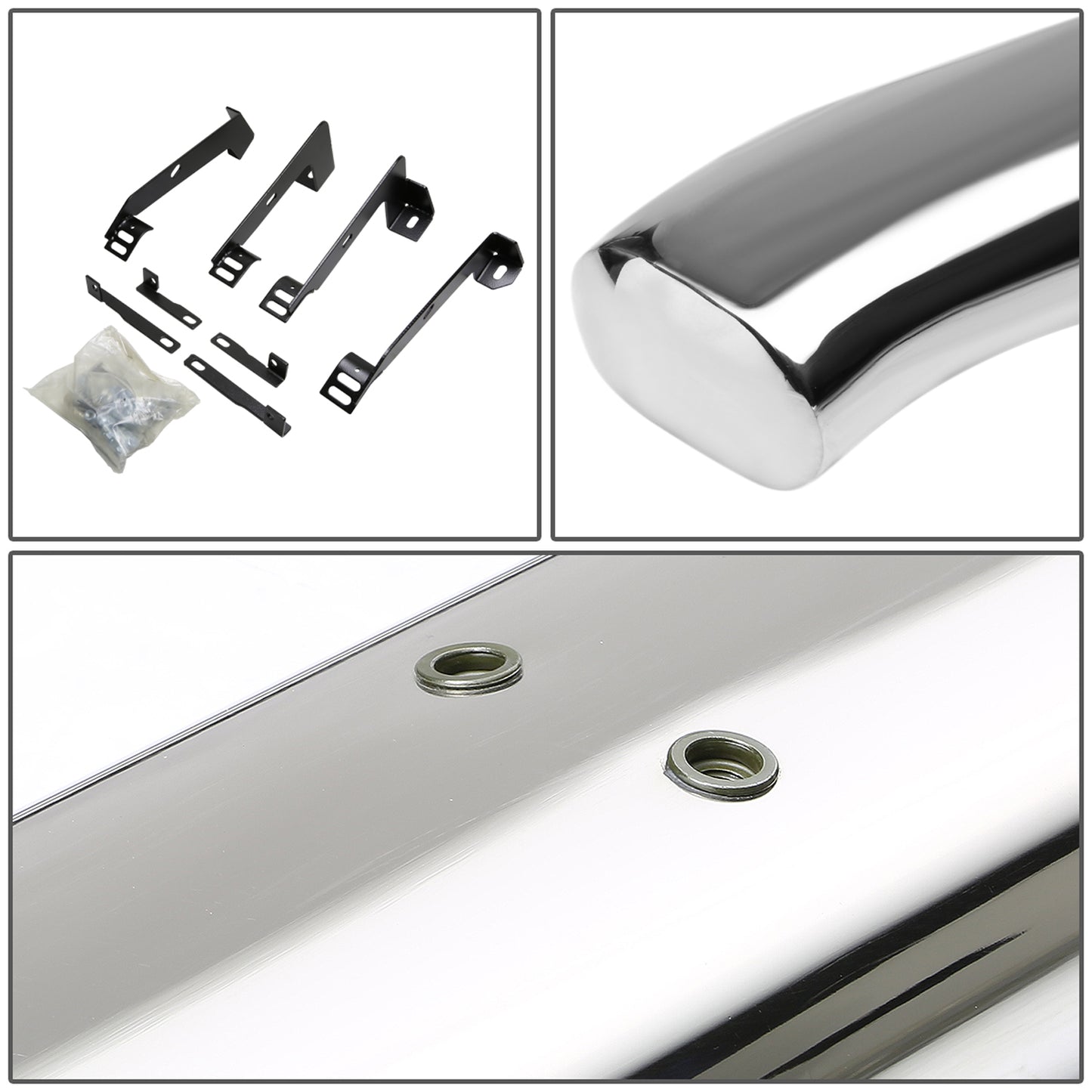 ESTRIBOS 4" - OVAL - 45 DEG - 02-08 DODGE RAM 1500 / 03-09 RAM 2500, 3500 - QUAD CAB - SILVER