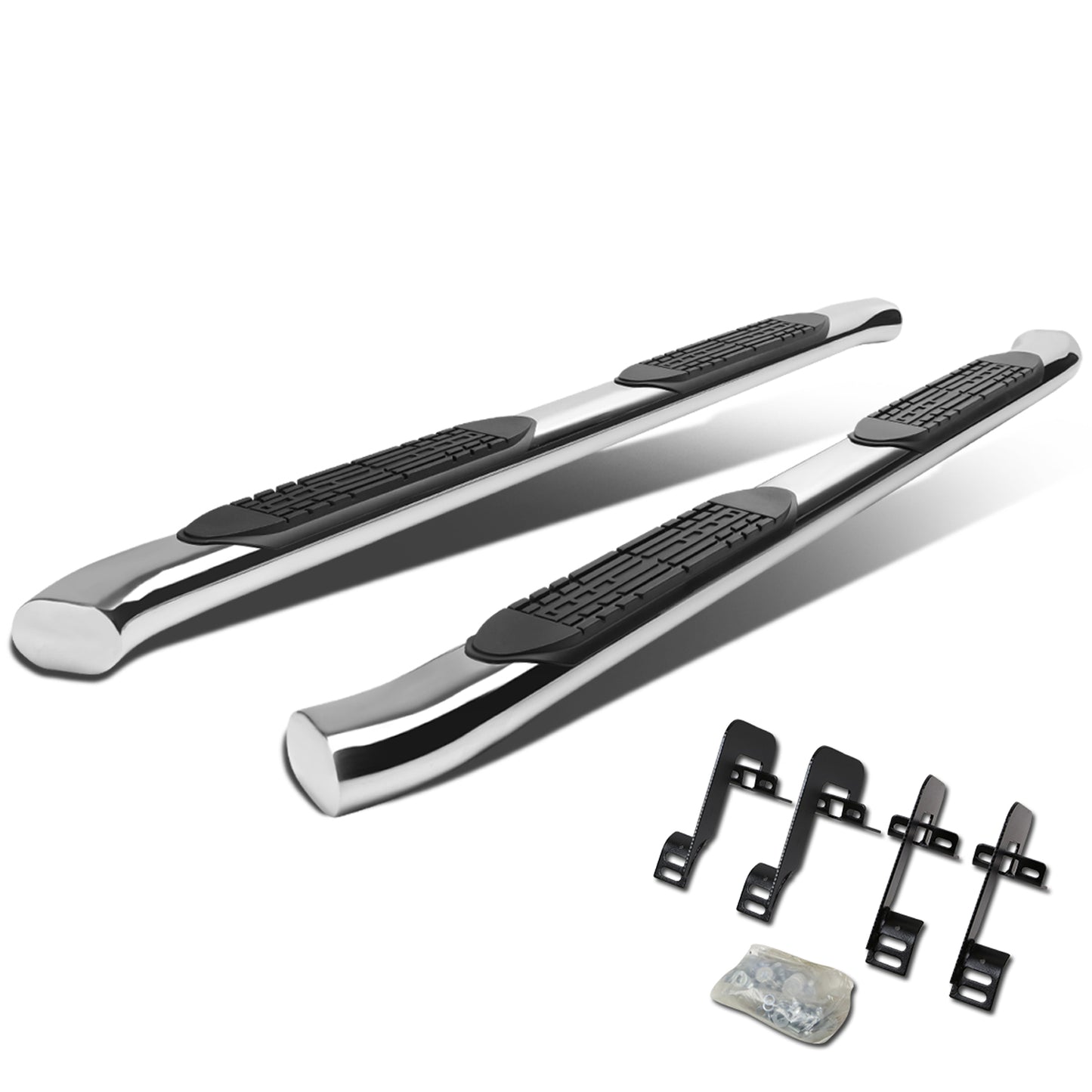 ESTRIBOS 4" - OVAL - 45 DEG - 04-14 FORD F-150 - SUPER CAB - SILVER