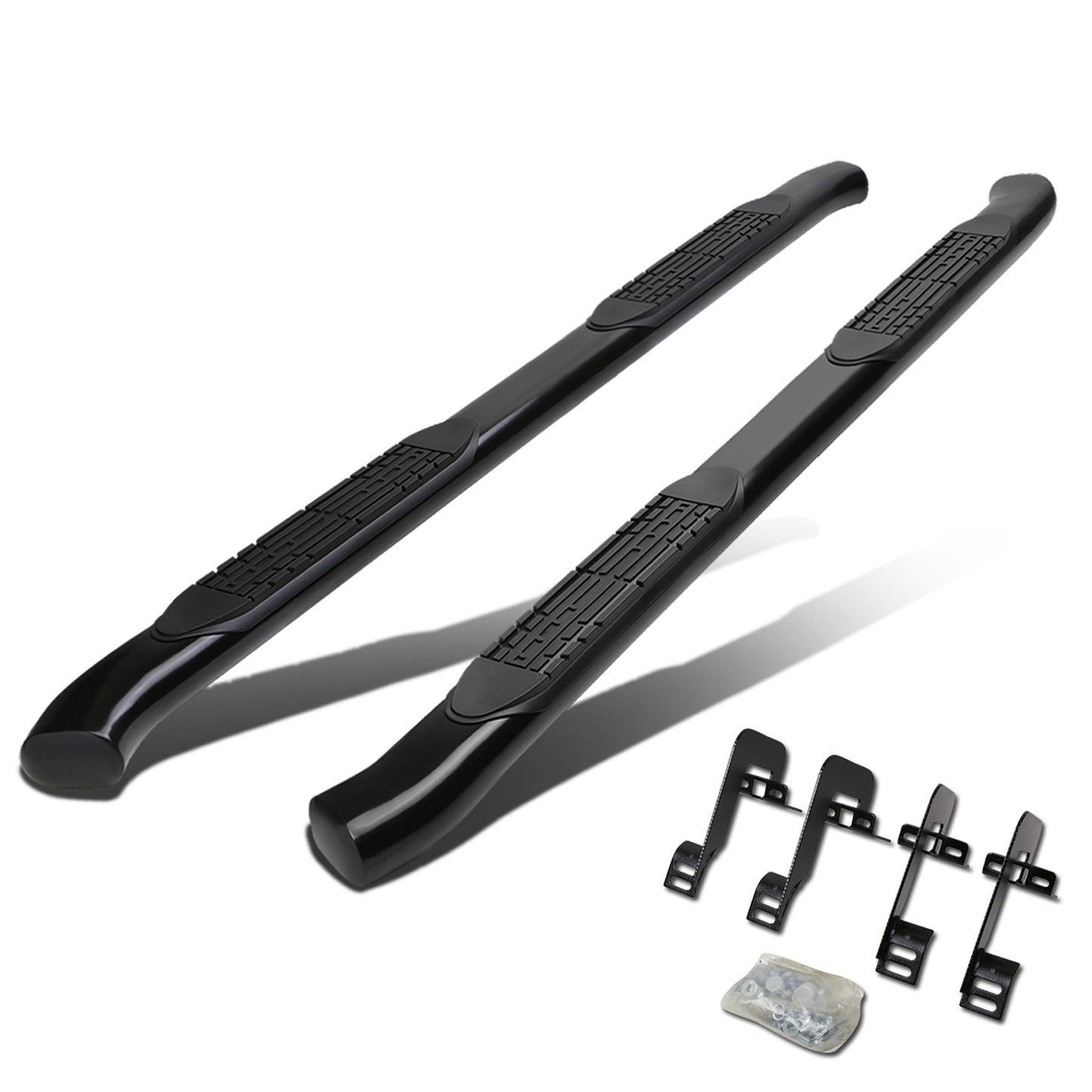 ESTRIBOS 4" - OVAL - 45 DEG - 04-14 FORD F-150 - SUPER CREW CAB - BLACK