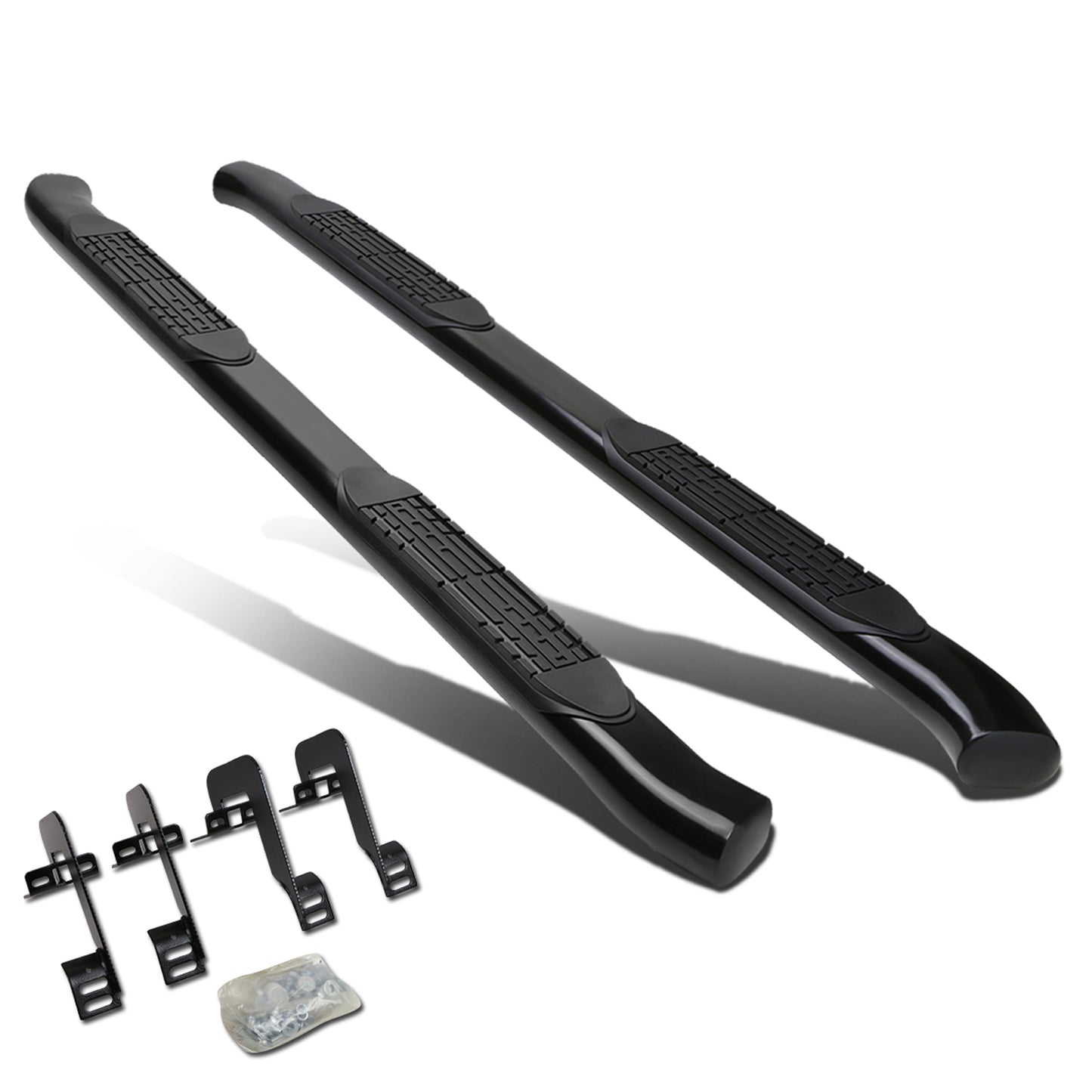 ESTRIBOS 4" - OVAL - 45 DEG - 04-14 FORD F-150 - SUPER CREW CAB - BLACK