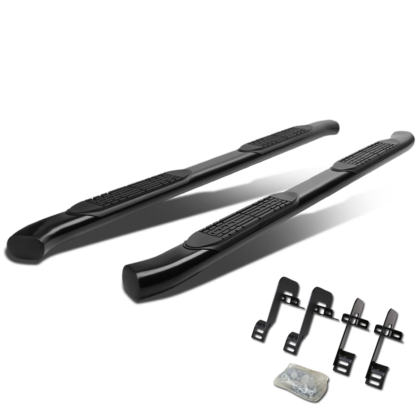 ESTRIBOS 4" - OVAL - 45 DEG - 04-14 FORD F-150 - SUPER CREW CAB - BLACK