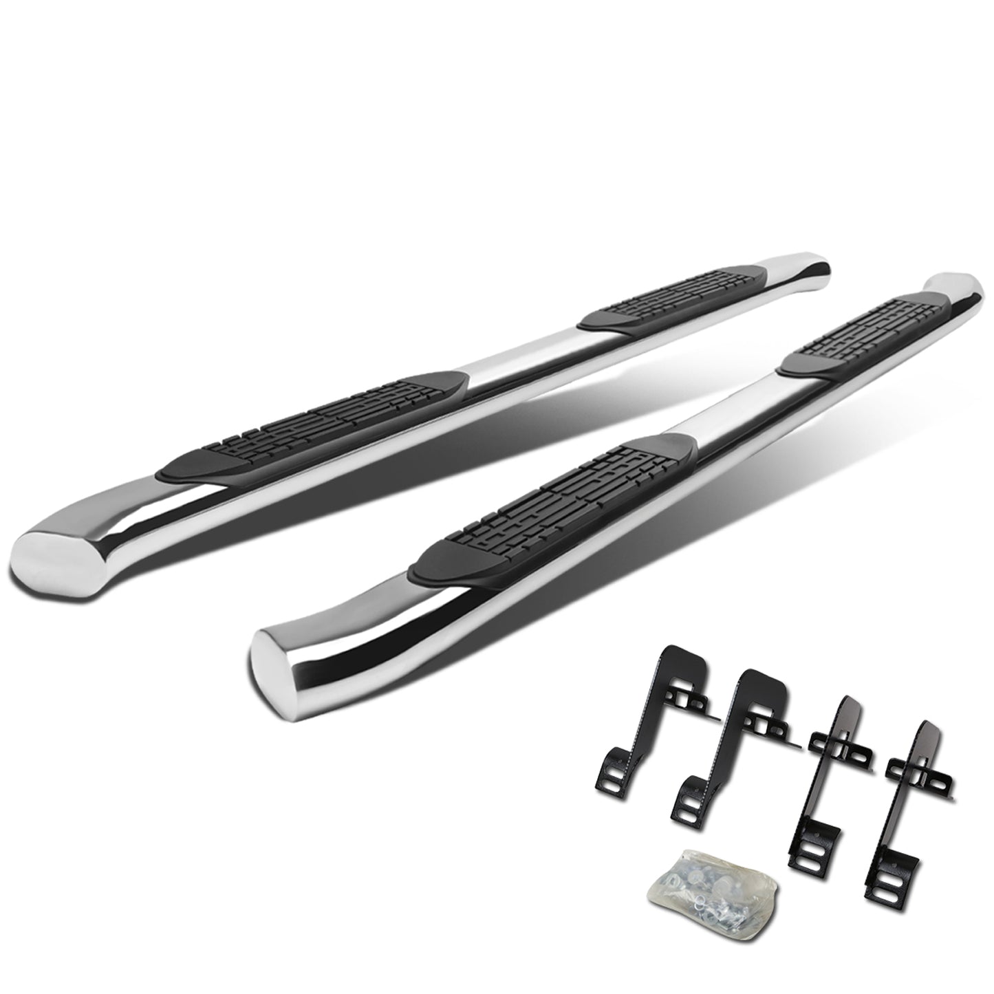 ESTRIBOS 4" - OVAL - 45 DEG - 04-14 FORD F-150 - SUPER CREW CAB - SILVER