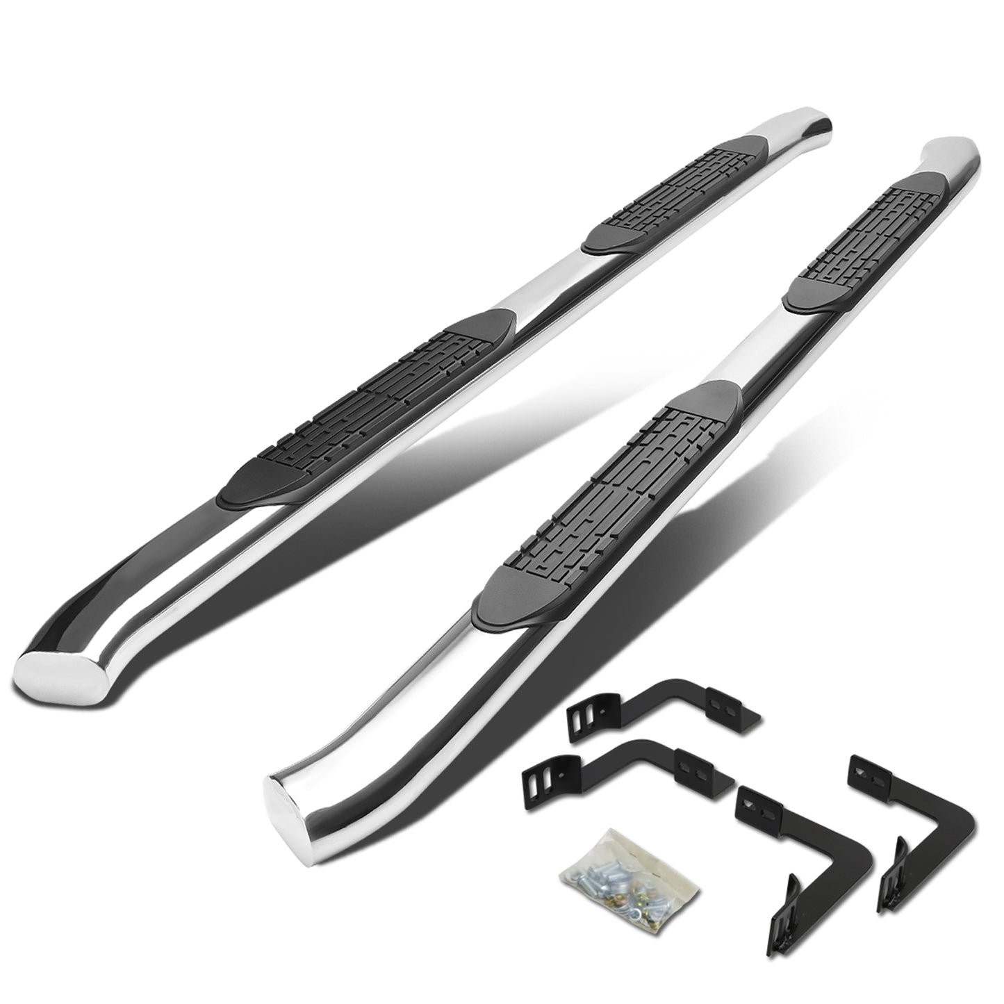 ESTRIBOS 4" - OVAL - 45 DEG - 05-16 NISSAN FRONTIER / 09-12 SUZUKI EQUATOR - CREW CAB - SILVER