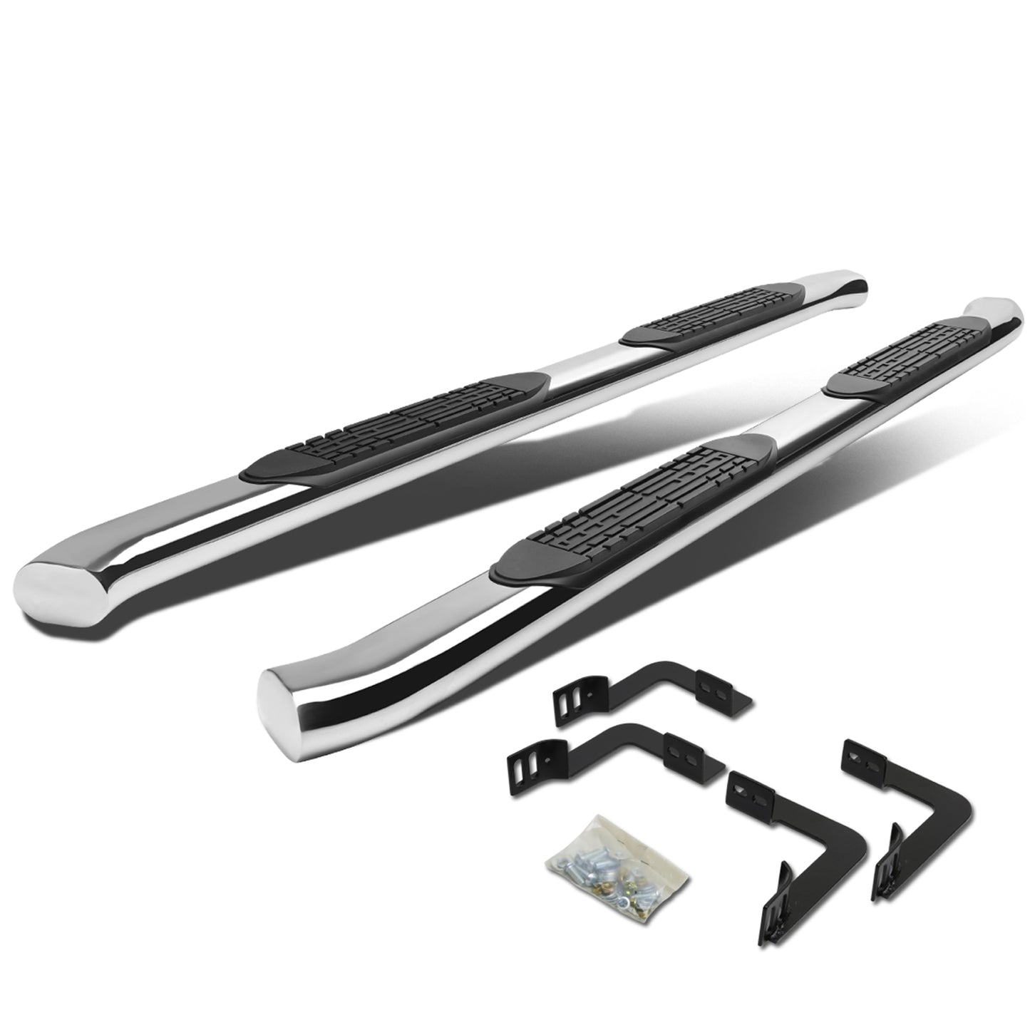 ESTRIBOS 4" - OVAL - 45 DEG - 05-16 NISSAN FRONTIER / 09-12 SUZUKI EQUATOR - CREW CAB - SILVER