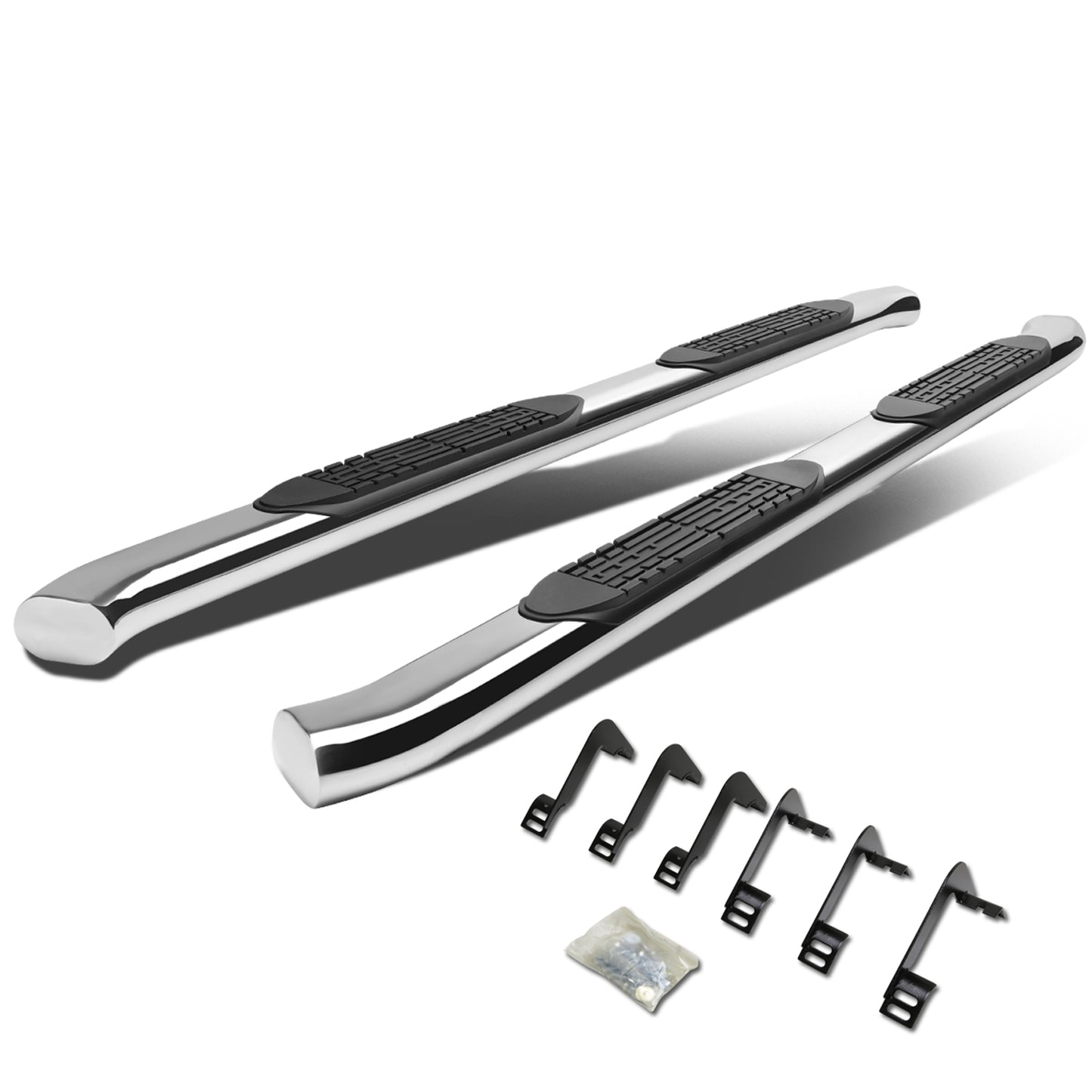 ESTRIBOS 4" - OVAL - 45 DEG - 04-15 NISSAN TITAN - CREW CAB - SILVER
