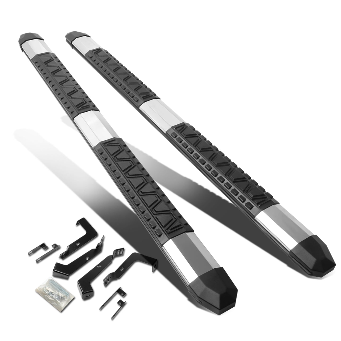 ESTRIBOS 5" - EXTRUDED STEP BOARD - STRAIGHT - 02-08 DODGE RAM 1500 / 03-09 DODGE RAM 2500, 3500 - CREW CAB - METALLIC / BLACK