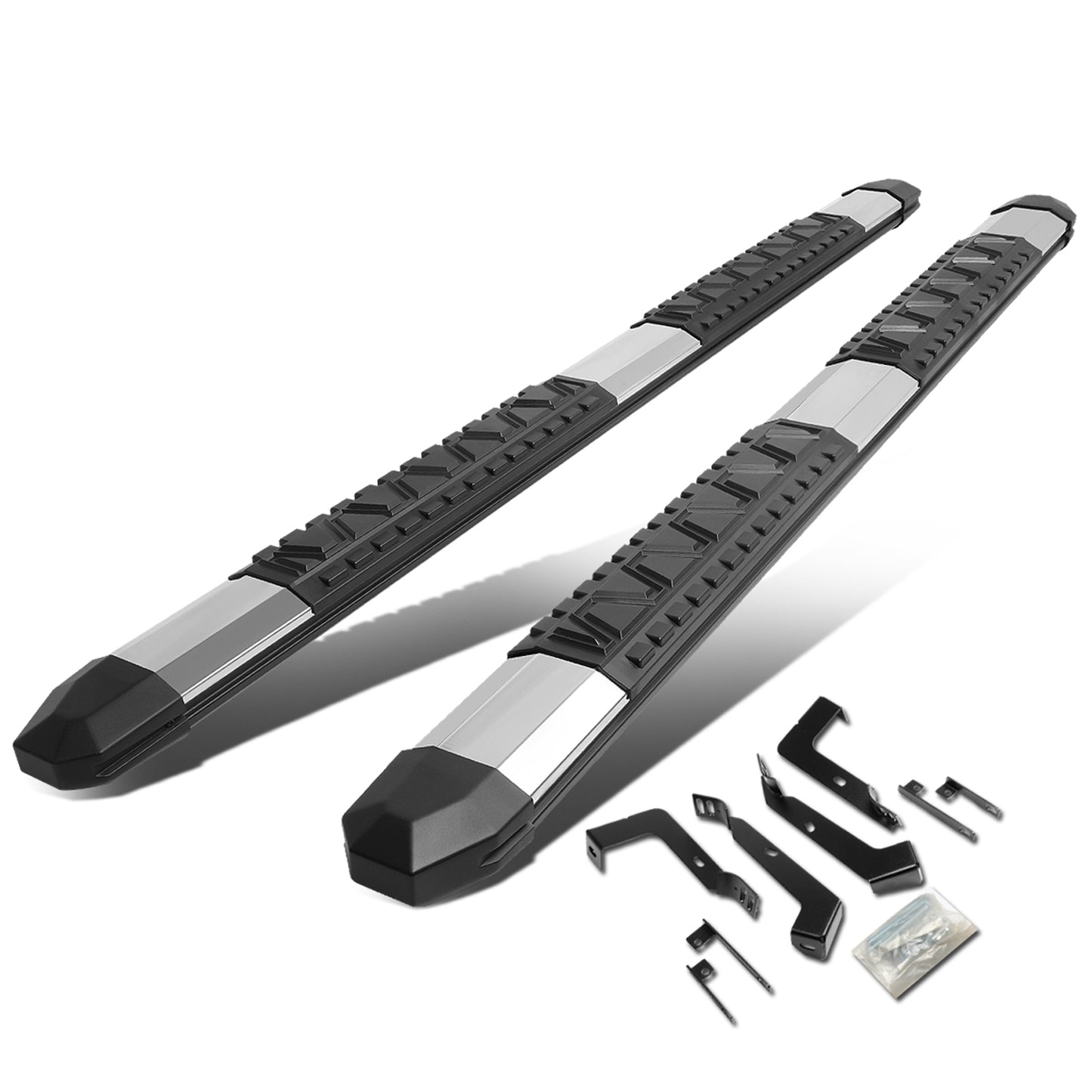 ESTRIBOS 5" - EXTRUDED STEP BOARD - STRAIGHT - 02-08 DODGE RAM 1500 / 03-09 DODGE RAM 2500, 3500 - CREW CAB - METALLIC / BLACK