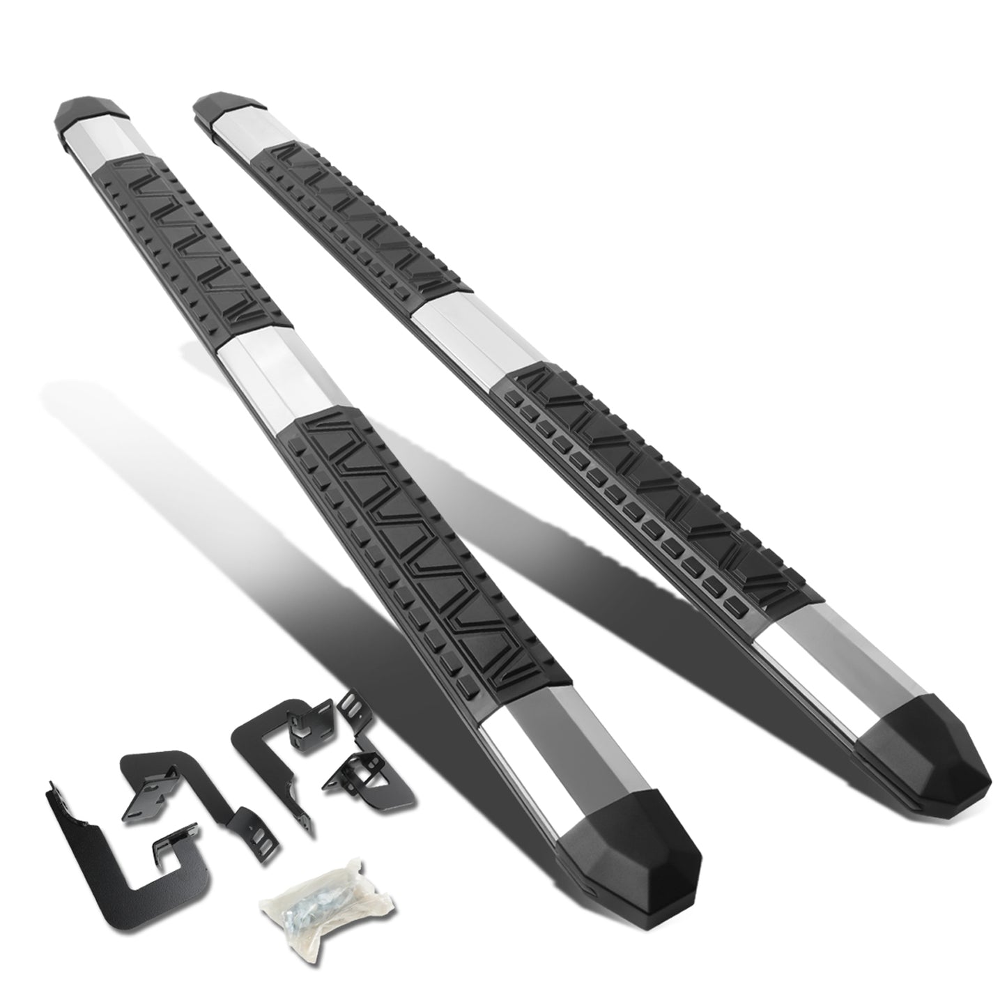 ESTRIBOS 5" - EXTRUDED STEP BOARD - STRAIGHT - 04-14 FORD F-150 - EXTENDED CAB - METALLIC / BLACK