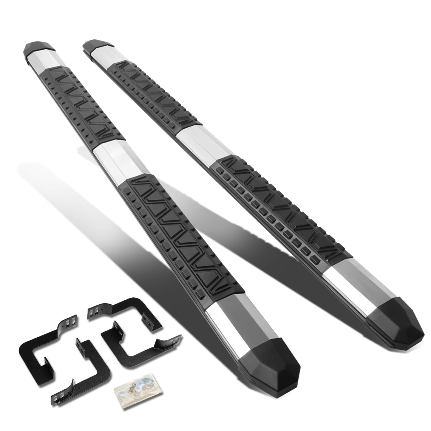 ESTRIBOS 5" - EXTRUDED STEP BOARD - STRAIGHT - 05-18 NISSAN FRONTIER - EXTENDED CAB - METALLIC / BLACK