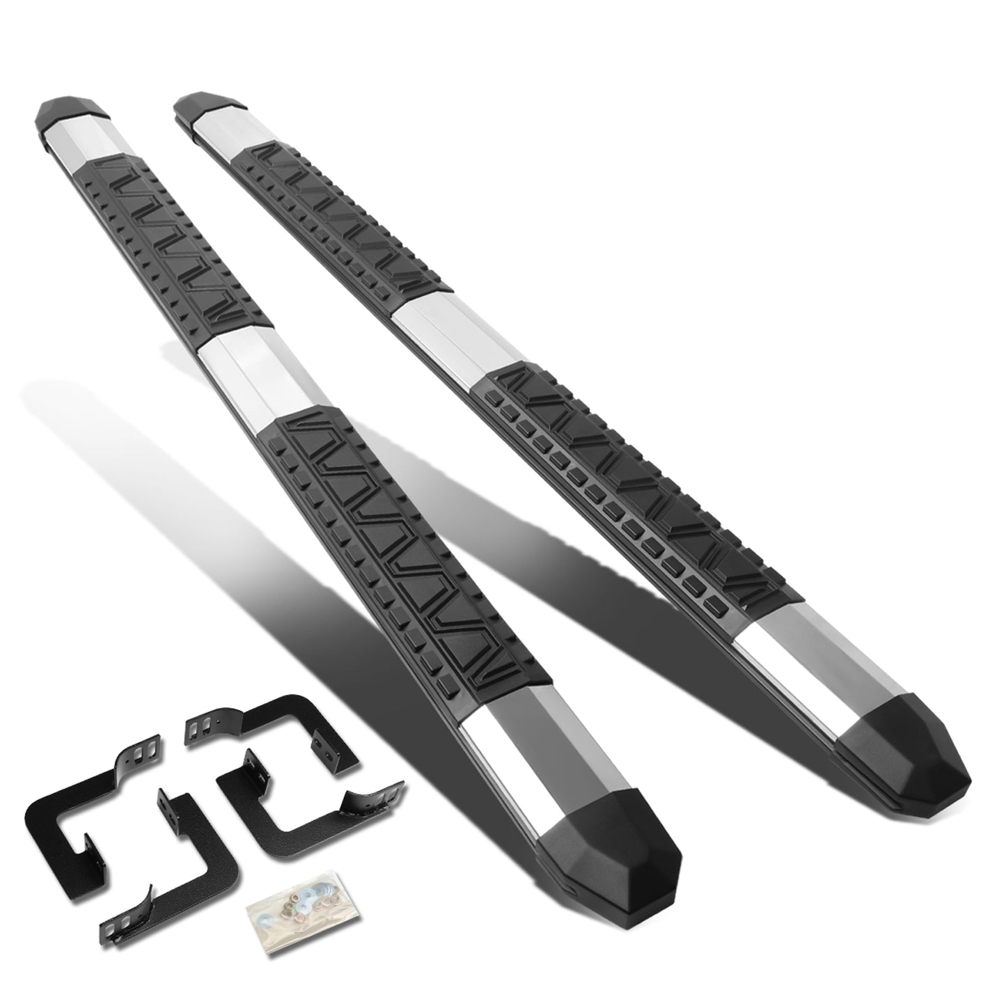ESTRIBOS 5" - EXTRUDED STEP BOARD - STRAIGHT - 05-18 NISSAN FRONTIER - CREW CAB - METALLIC / BLACK