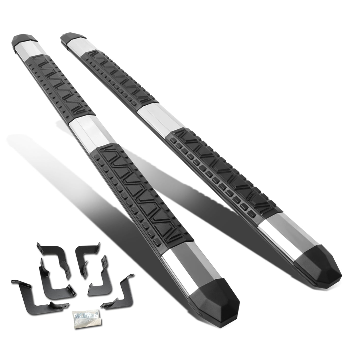 ESTRIBOS 5" - EXTRUDED STEP BOARD - STRAIGHT - 07-18 TOYOTA TUNDRA - CREW CAB- METALLIC / BLACK