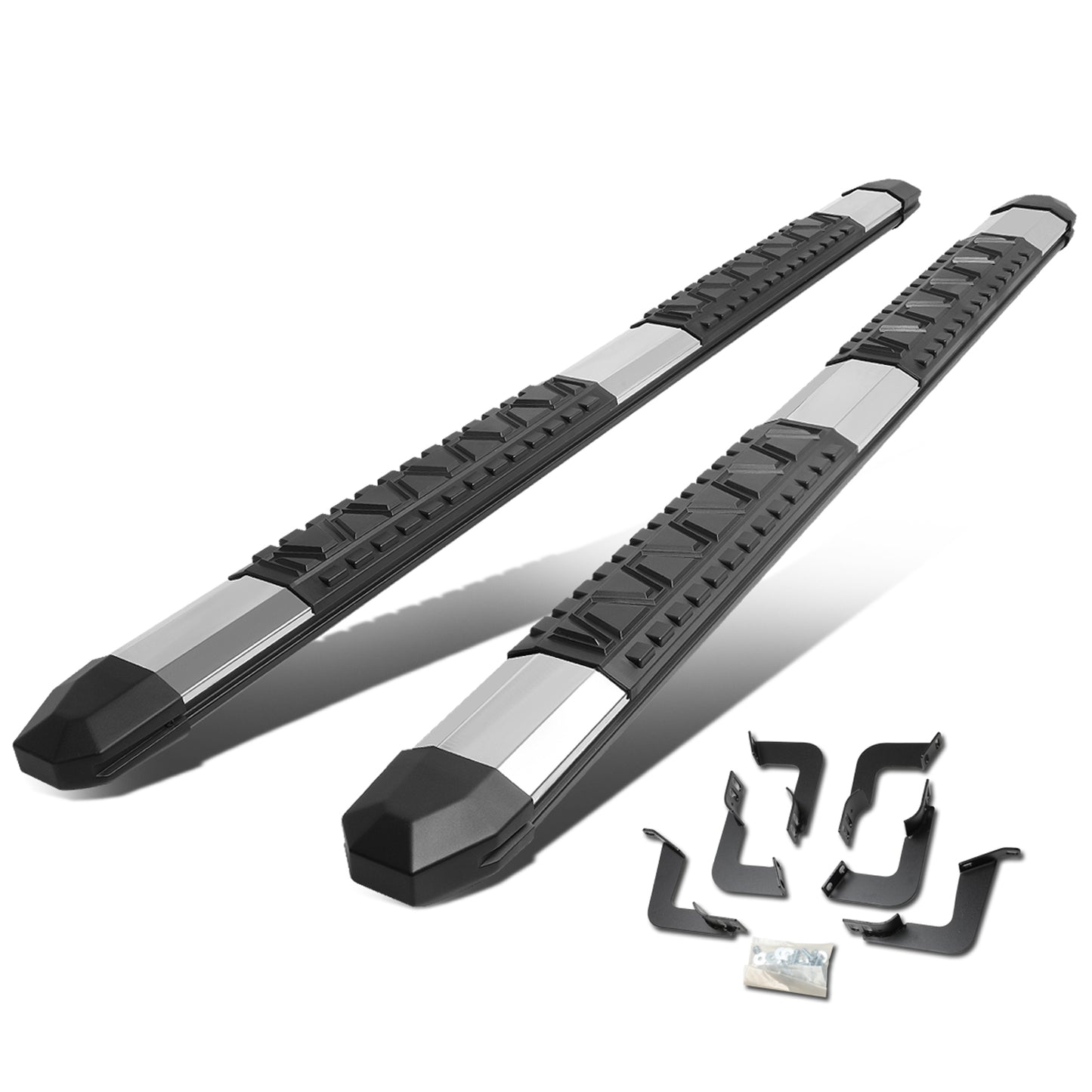 ESTRIBOS 5" - EXTRUDED STEP BOARD - STRAIGHT - 07-18 TOYOTA TUNDRA - CREW CAB- METALLIC / BLACK
