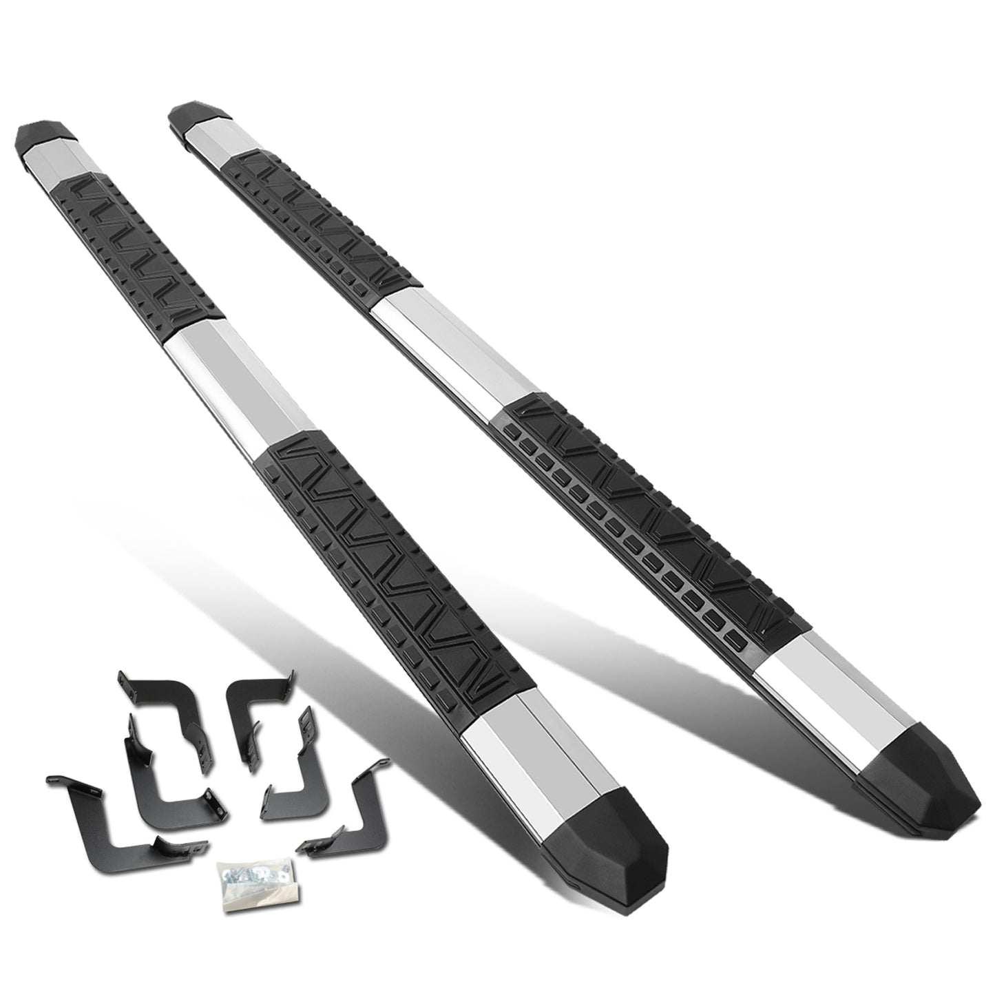 ESTRIBOS 5" - EXTRUDED STEP BOARD - STRAIGHT - 07-18 TOYOTA TUNDRA - CREW MAX - METALLIC / BLACK