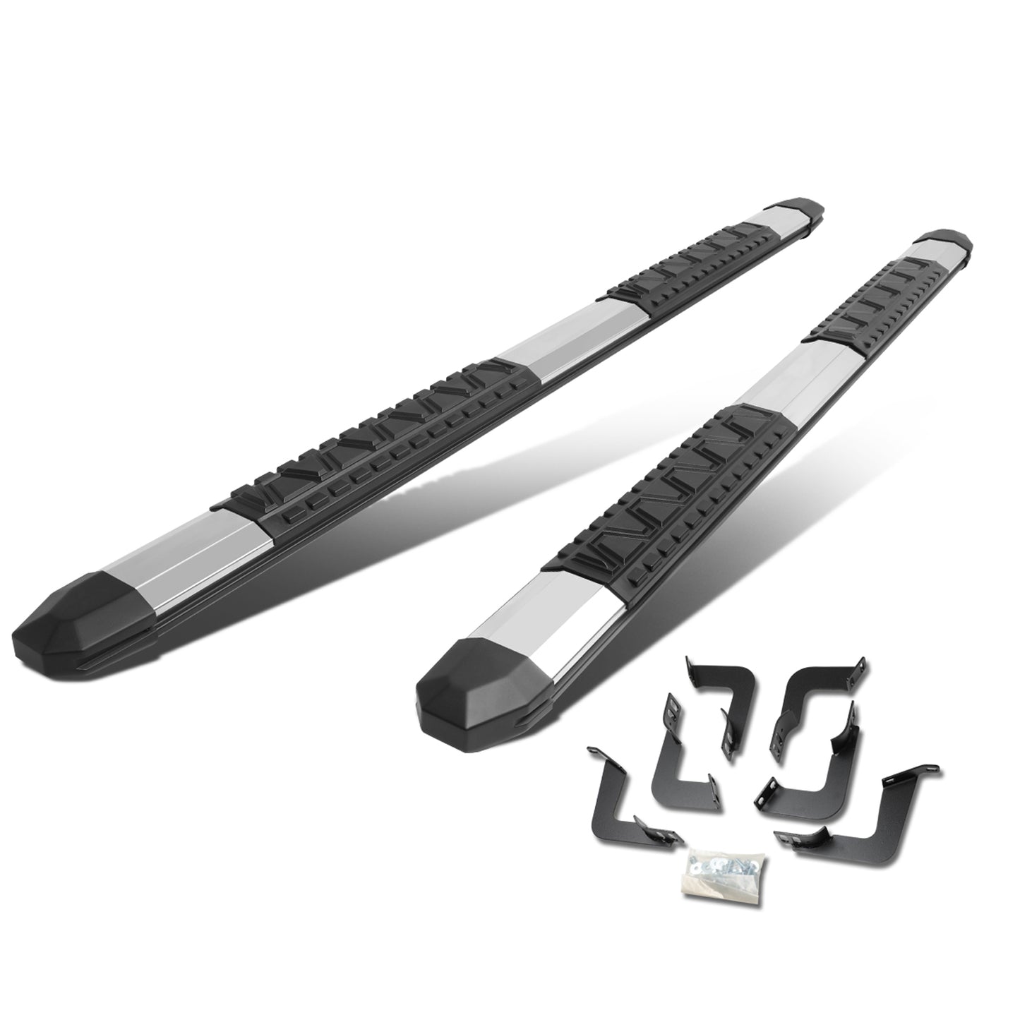 ESTRIBOS 5" - EXTRUDED STEP BOARD - STRAIGHT - 07-18 TOYOTA TUNDRA - CREW MAX - METALLIC / BLACK