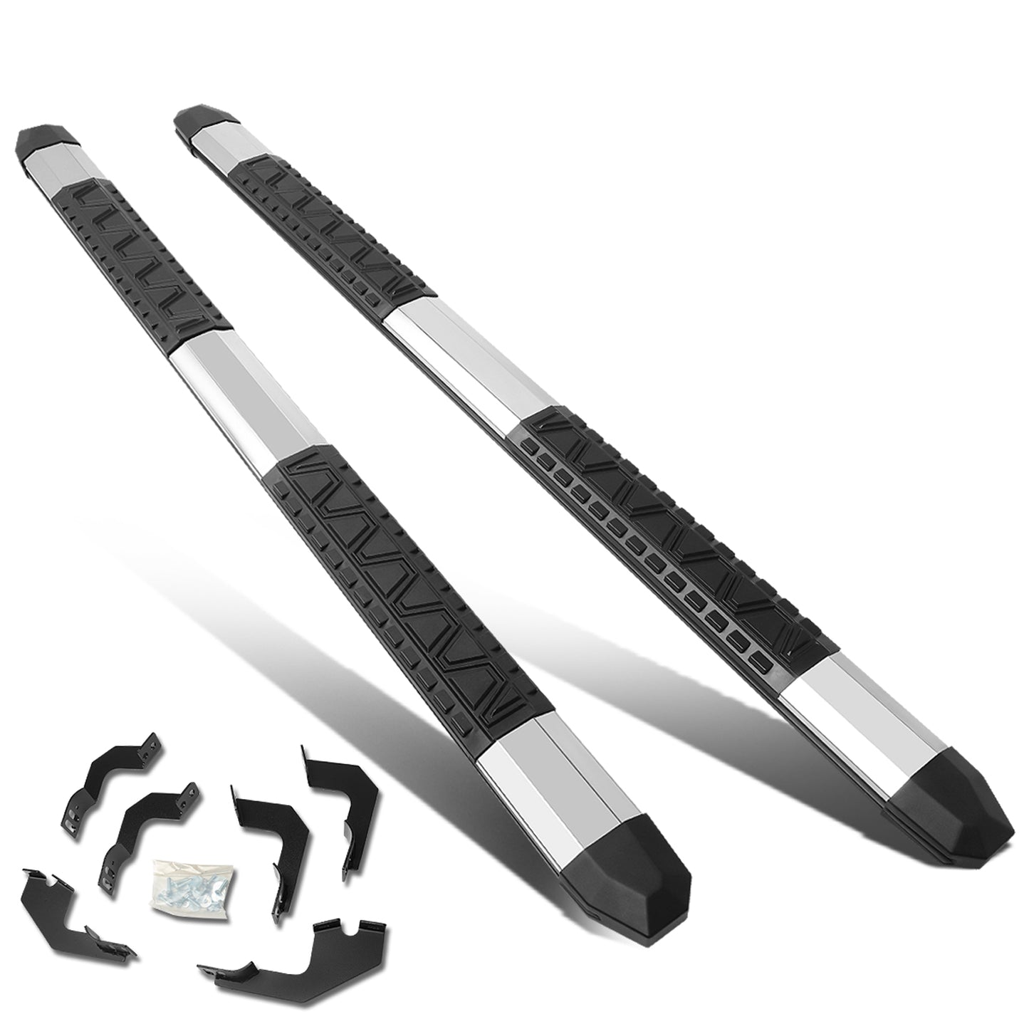 ESTRIBOS 5" - EXTRUDED STEP BOARD - STRAIGHT - 05-18 TOYOTA TACOMA - CREW CAB - METALLIC / BLACK