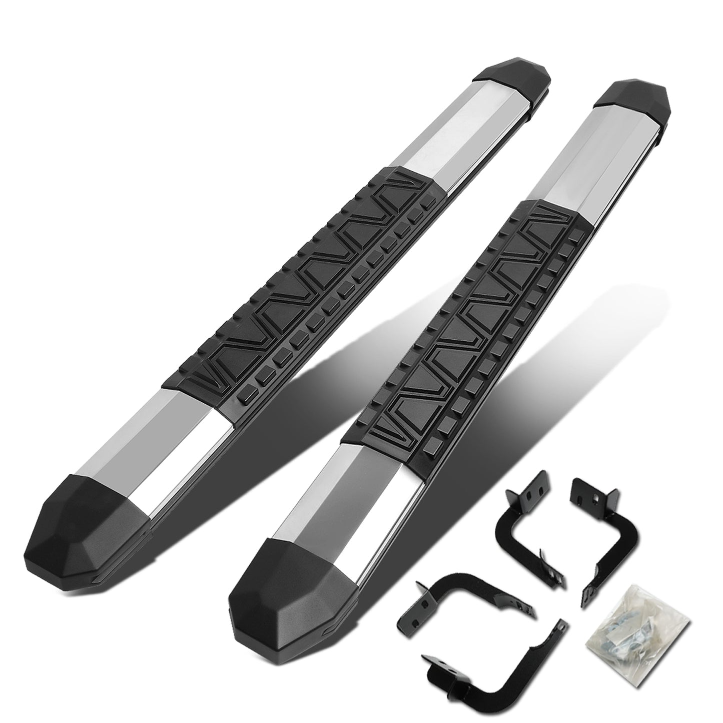 ESTRIBOS 5" - EXTRUDED STEP BOARD - STRAIGHT - 09-18 DODGE RAM 1500 / 10-18 DODGE RAM 2500, 3500 - STANDARD CAB - METALLIC / BLACK