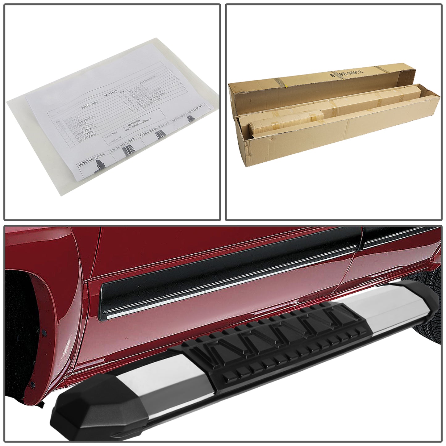 ESTRIBOS 5" - EXTRUDED STEP BOARD - STRAIGHT - 09-18 DODGE RAM 1500 / 10-18 DODGE RAM 2500, 3500 - STANDARD CAB - METALLIC / BLACK